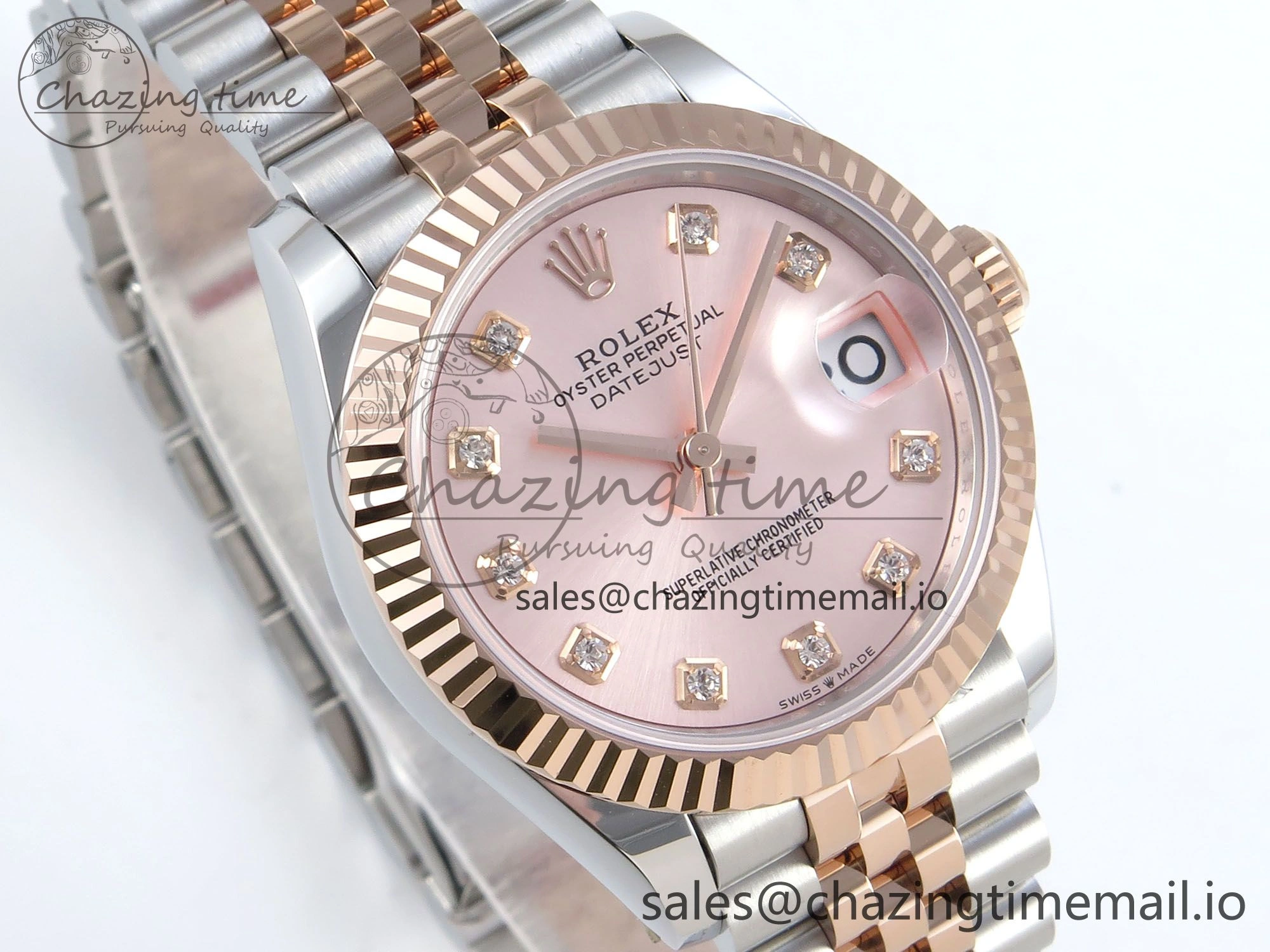 DateJust 31 278271 ARF 1:1 Best Edition 904L Steel RG Diamonds Dial on SS RG Jubilee Bracelet ETA ZipUp 509
