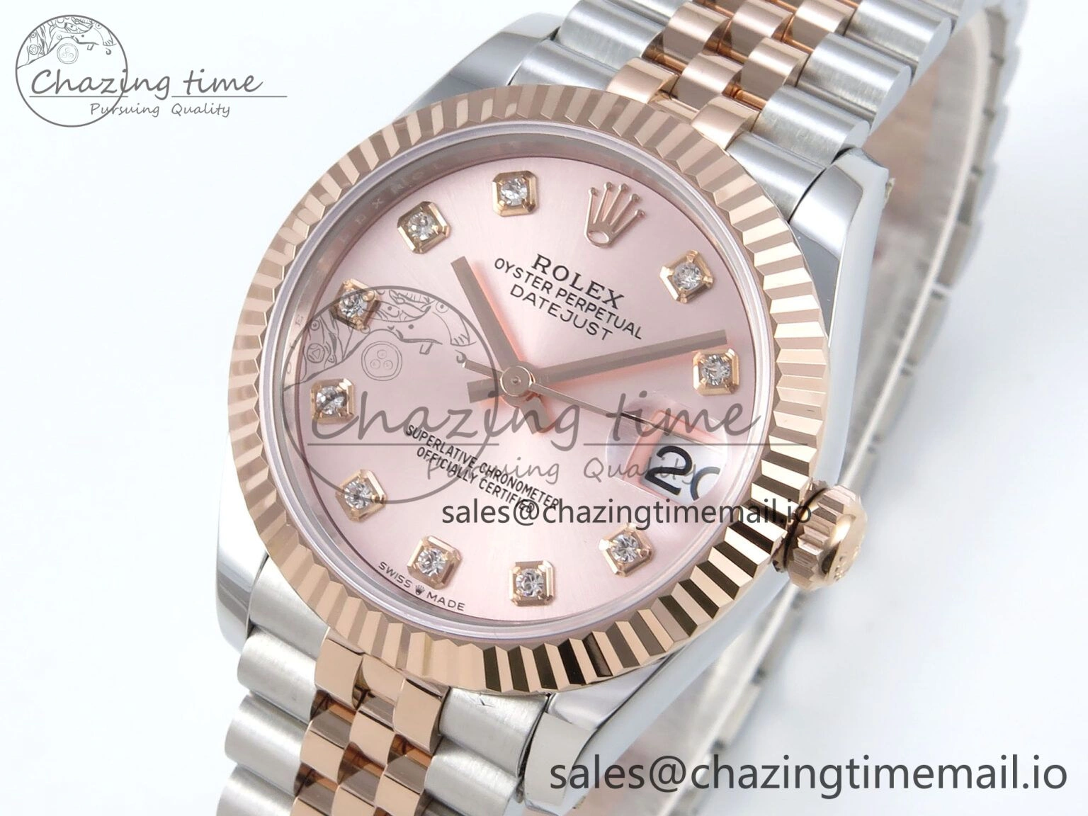 DateJust 31 278271 ARF 1:1 Best Edition 904L Steel RG Diamonds Dial on SS RG Jubilee Bracelet ETA ZipUp 509