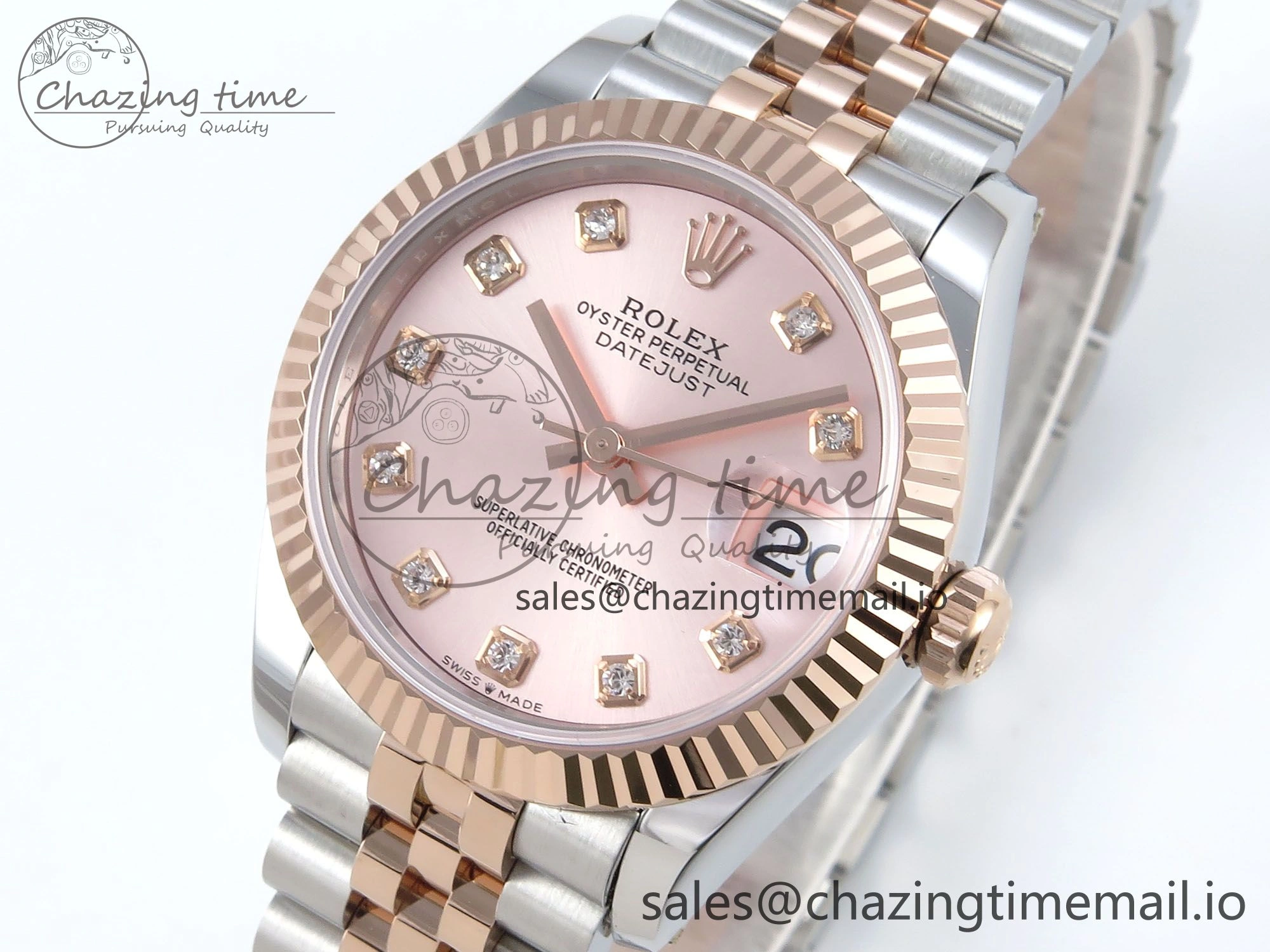 DateJust 31 278271 ARF 1:1 Best Edition 904L Steel RG Diamonds Dial on SS RG Jubilee Bracelet ETA ZipUp 509