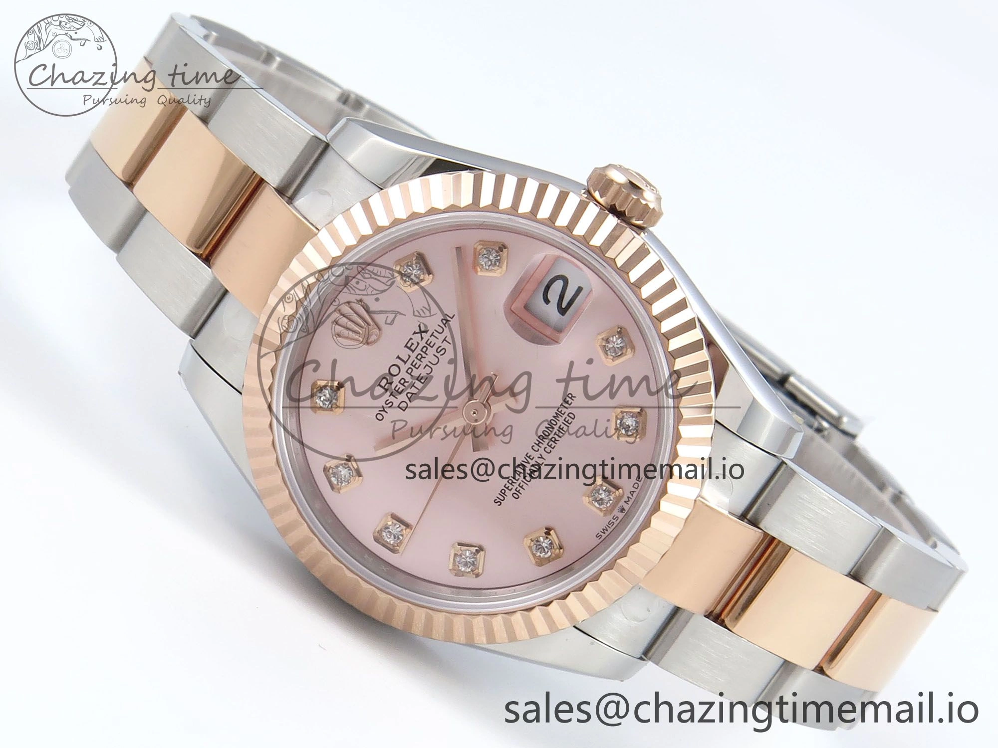 WaterResistant DateJust 31 278271 ARF 1:1 Best Edition 904L Steel RG Diamonds Dial on SS RG Oyster Bracelet ETA 518