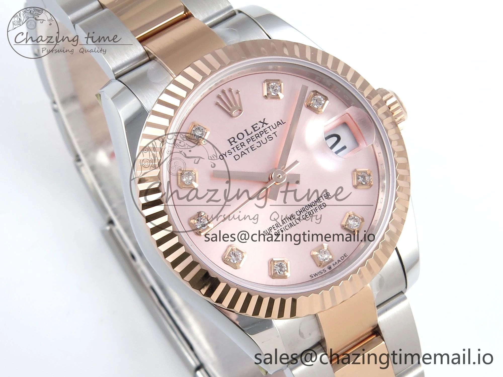 WaterResistant DateJust 31 278271 ARF 1:1 Best Edition 904L Steel RG Diamonds Dial on SS RG Oyster Bracelet ETA 518