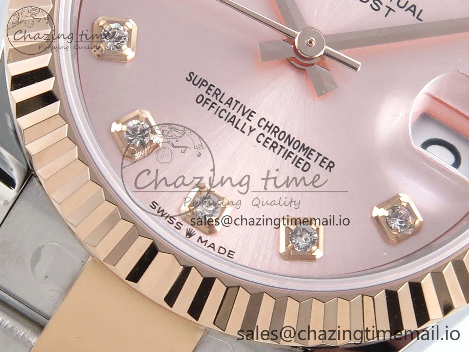 WaterResistant DateJust 31 278271 ARF 1:1 Best Edition 904L Steel RG Diamonds Dial on SS RG Oyster Bracelet ETA 518