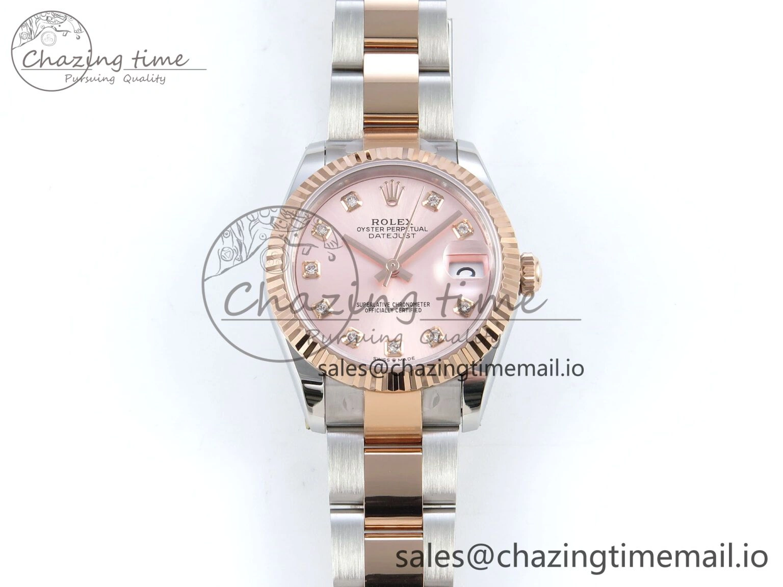 WaterResistant DateJust 31 278271 ARF 1:1 Best Edition 904L Steel RG Diamonds Dial on SS RG Oyster Bracelet ETA 518