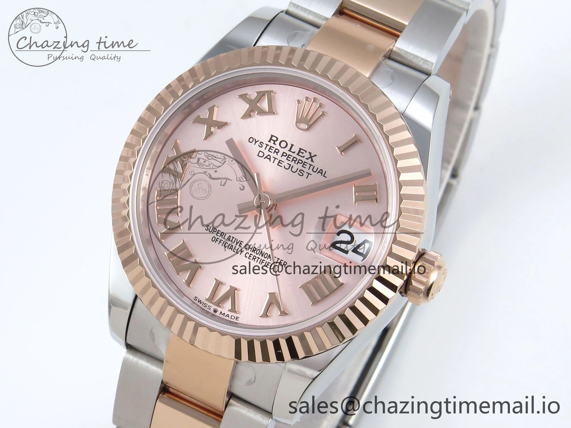 DateJust 31 278271 ARF 1:1 Best Edition 904L Steel RG Roman Dial on SS RG Oyster Bracelet ETA UrbanStyle 524