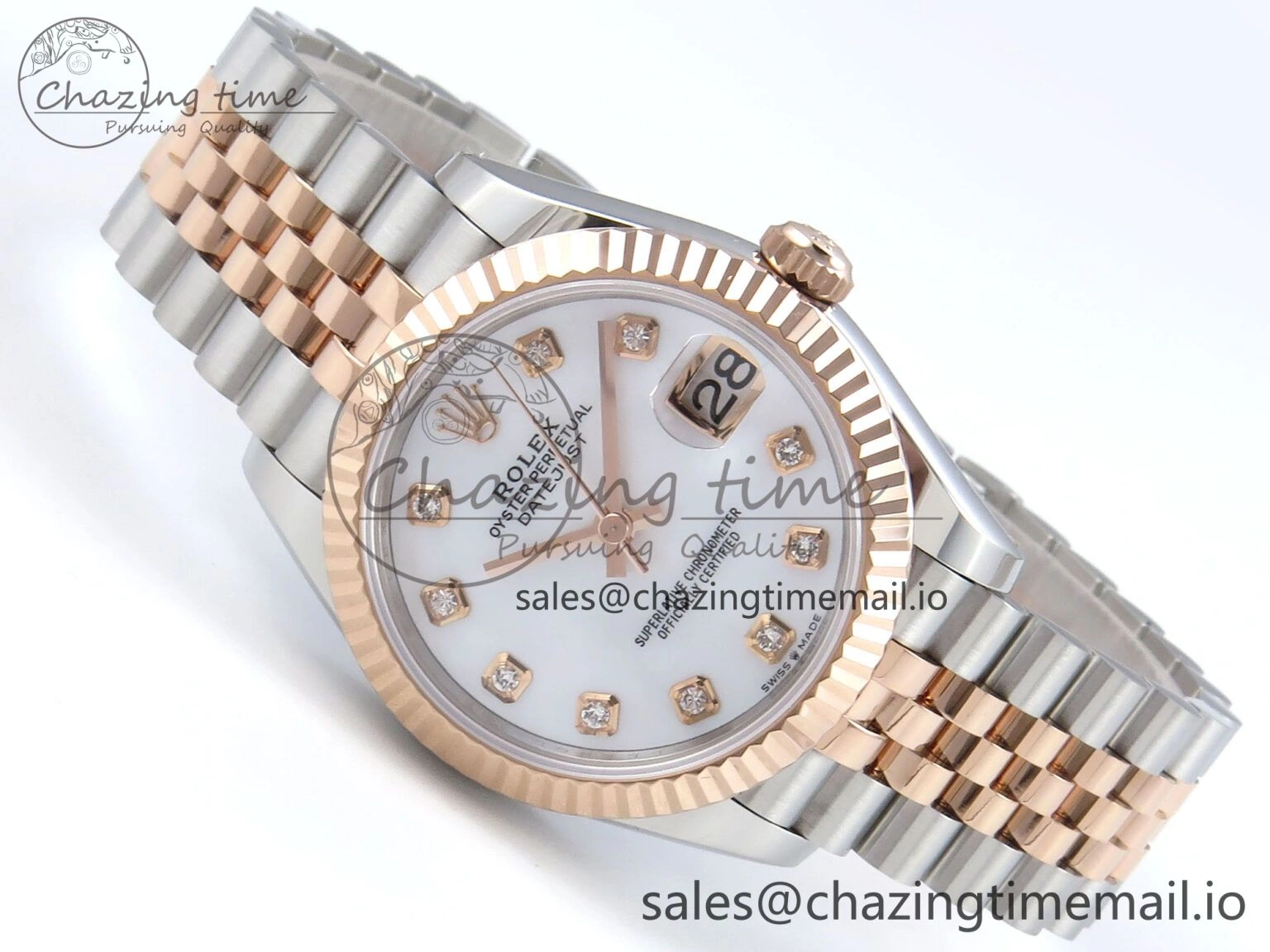 DateJust 31 278271 ARF 1:1 Best Edition 904L Steel White MOP Diamonds Dial on SS RG Jubilee Bracelet ETA EasyCare 517