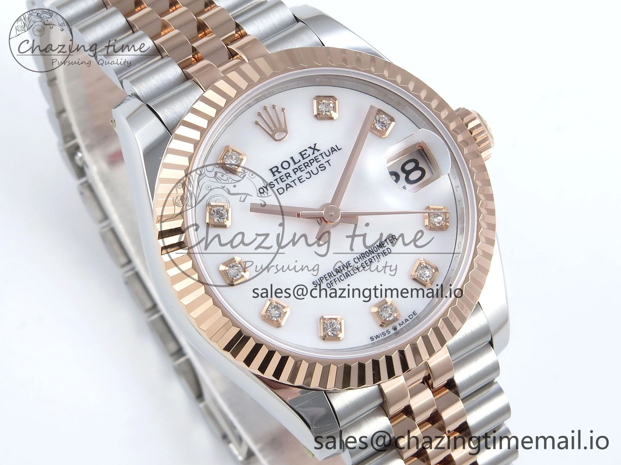 DateJust 31 278271 ARF 1:1 Best Edition 904L Steel White MOP Diamonds Dial on SS RG Jubilee Bracelet ETA EasyCare 517