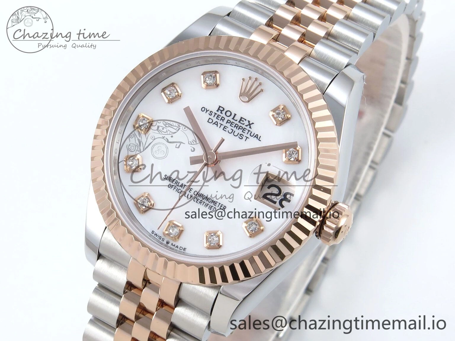 DateJust 31 278271 ARF 1:1 Best Edition 904L Steel White MOP Diamonds Dial on SS RG Jubilee Bracelet ETA EasyCare 517