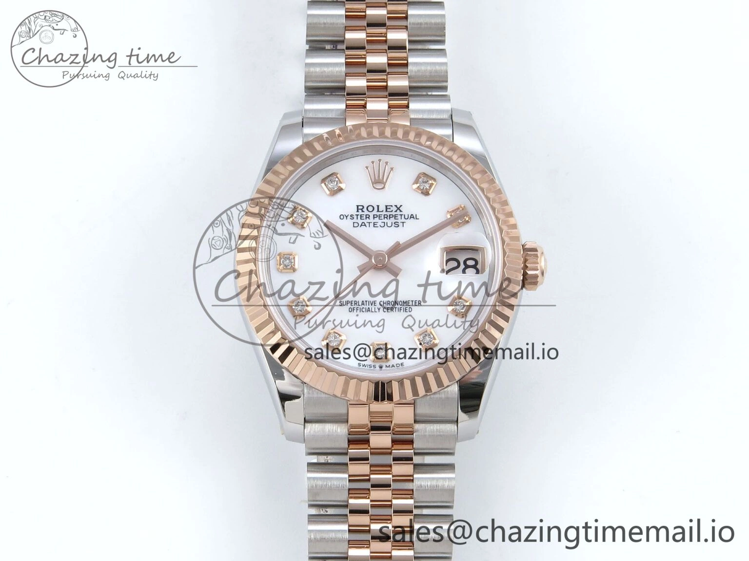 DateJust 31 278271 ARF 1:1 Best Edition 904L Steel White MOP Diamonds Dial on SS RG Jubilee Bracelet ETA EasyCare 517