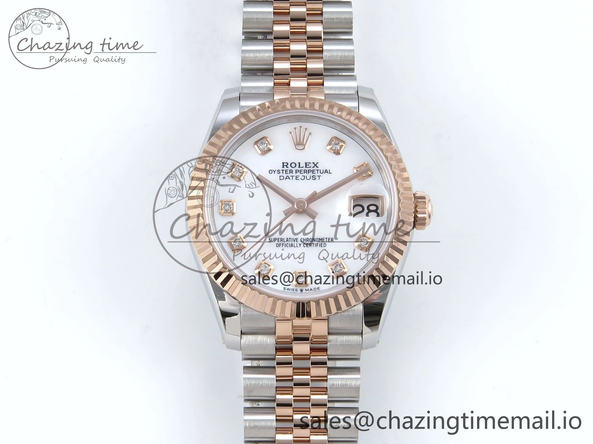 DateJust 31 278271 ARF 1:1 Best Edition 904L Steel White MOP Diamonds Dial on SS RG Jubilee Bracelet ETA EasyCare 517