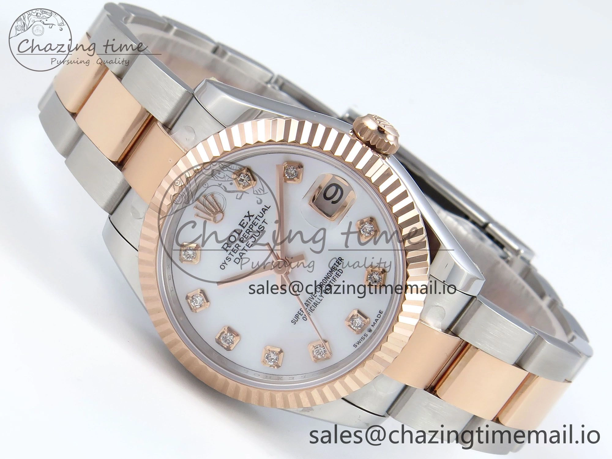 DateJust 31 278271 ARF 1:1 Best Edition 904L Steel White MOP Diamonds Dial on SS RG Oyster Bracelet ETA HighQuality 526