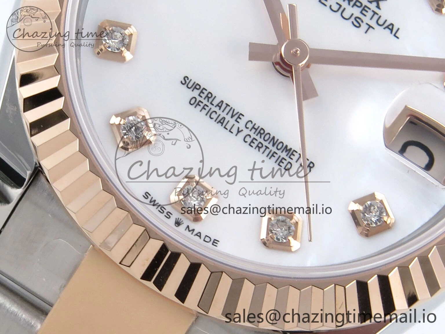 DateJust 31 278271 ARF 1:1 Best Edition 904L Steel White MOP Diamonds Dial on SS RG Oyster Bracelet ETA HighQuality 526