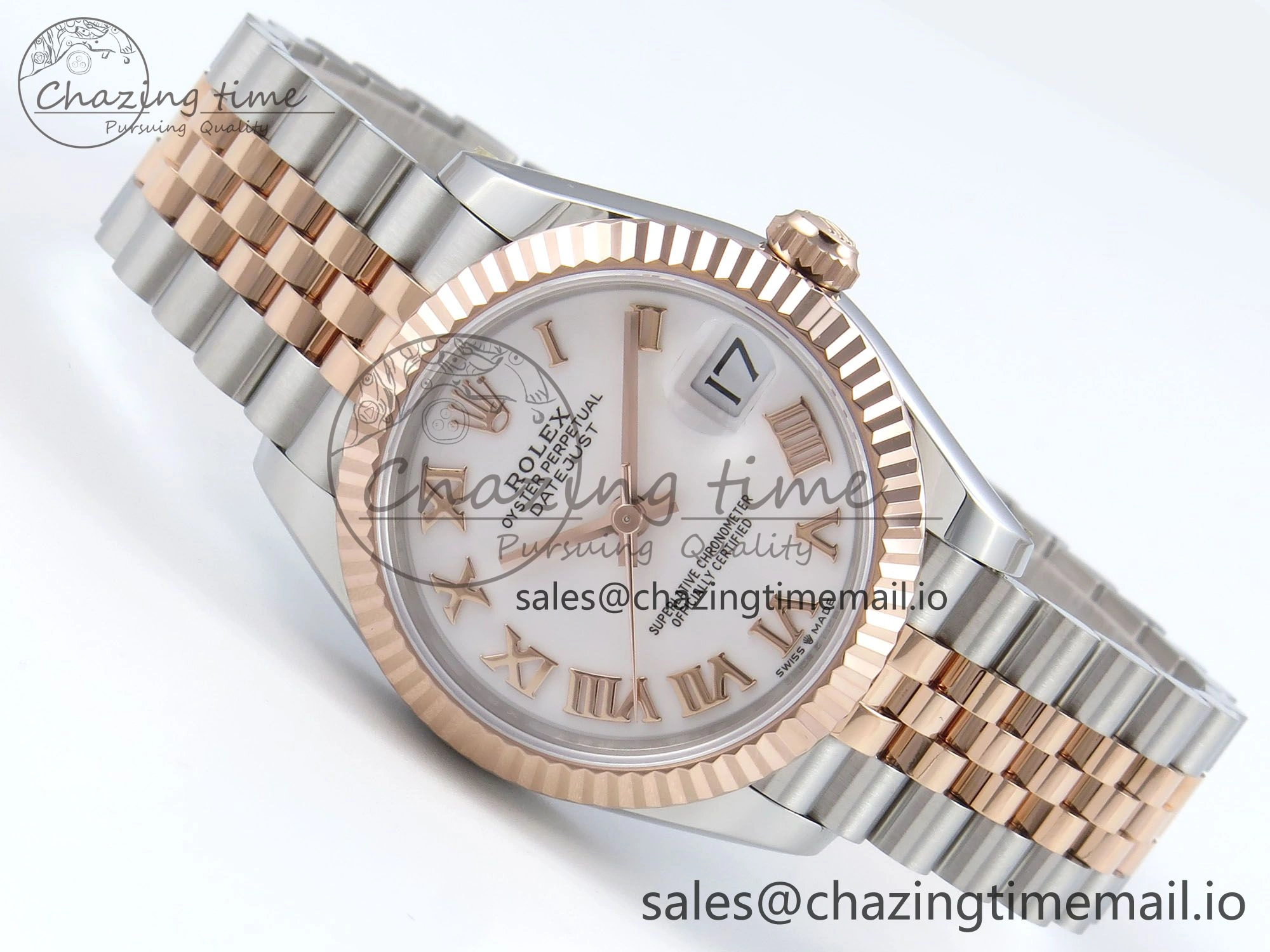 Breathable DateJust 31 278271 ARF 1:1 Best Edition 904L Steel White Roman Dial on SS RG Jubilee Bracelet ETA 512
