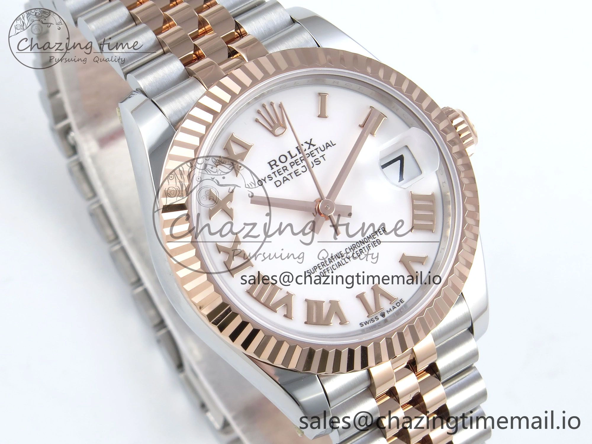Breathable DateJust 31 278271 ARF 1:1 Best Edition 904L Steel White Roman Dial on SS RG Jubilee Bracelet ETA 512
