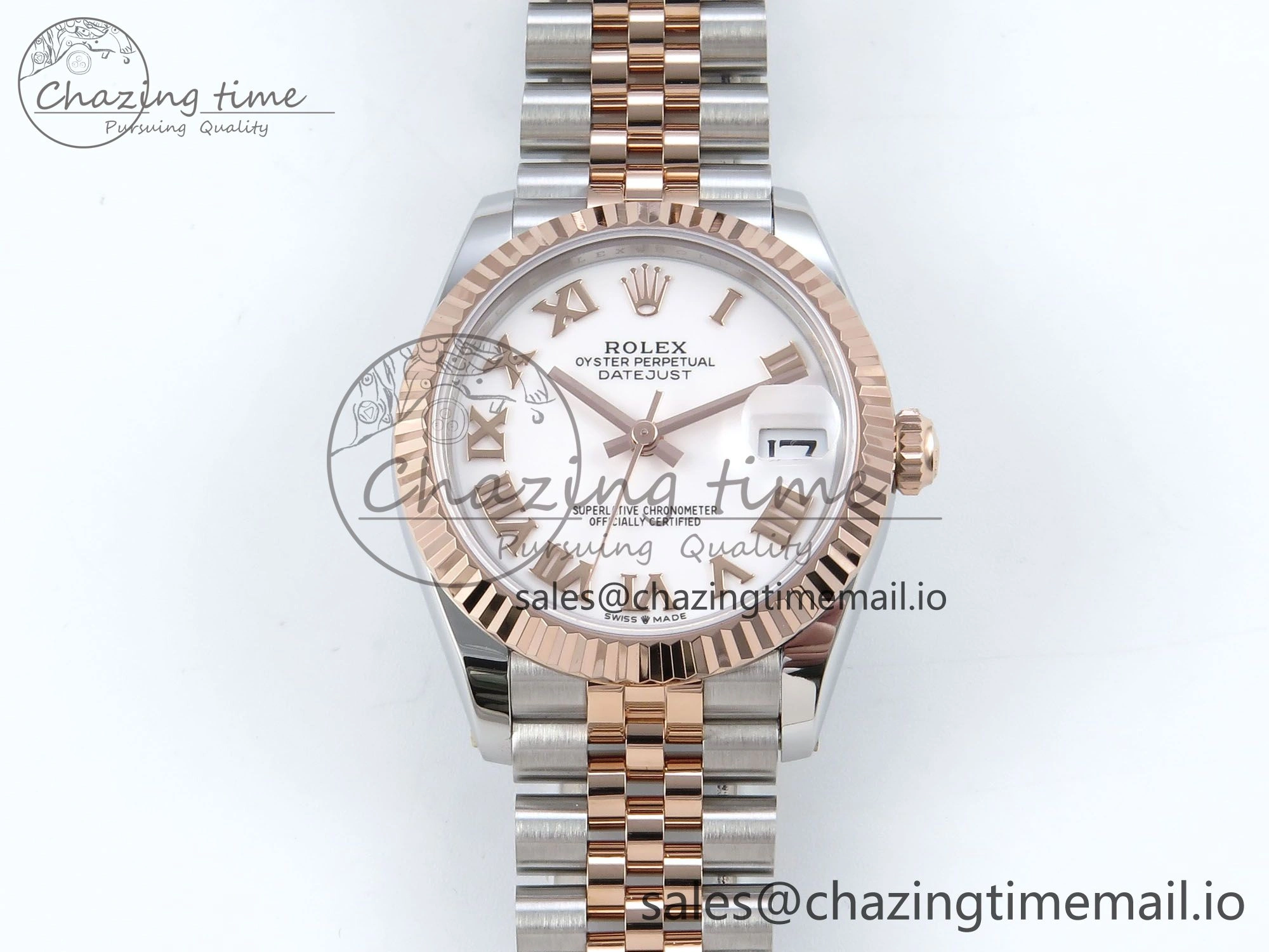 Breathable DateJust 31 278271 ARF 1:1 Best Edition 904L Steel White Roman Dial on SS RG Jubilee Bracelet ETA 512