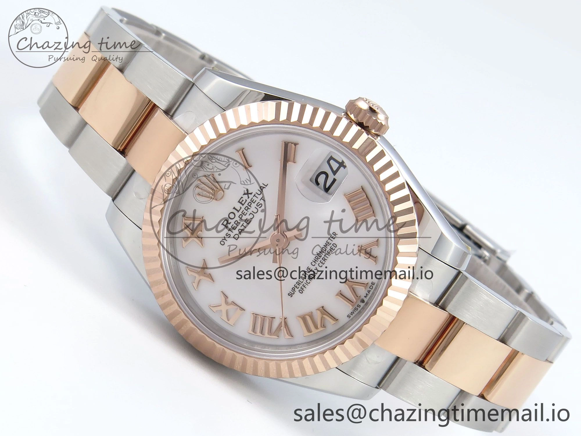 DateJust 31 278271 ARF 1:1 Best Edition 904L Steel White Roman Dial on SS RG Oyster Bracelet ETA Breathable 521