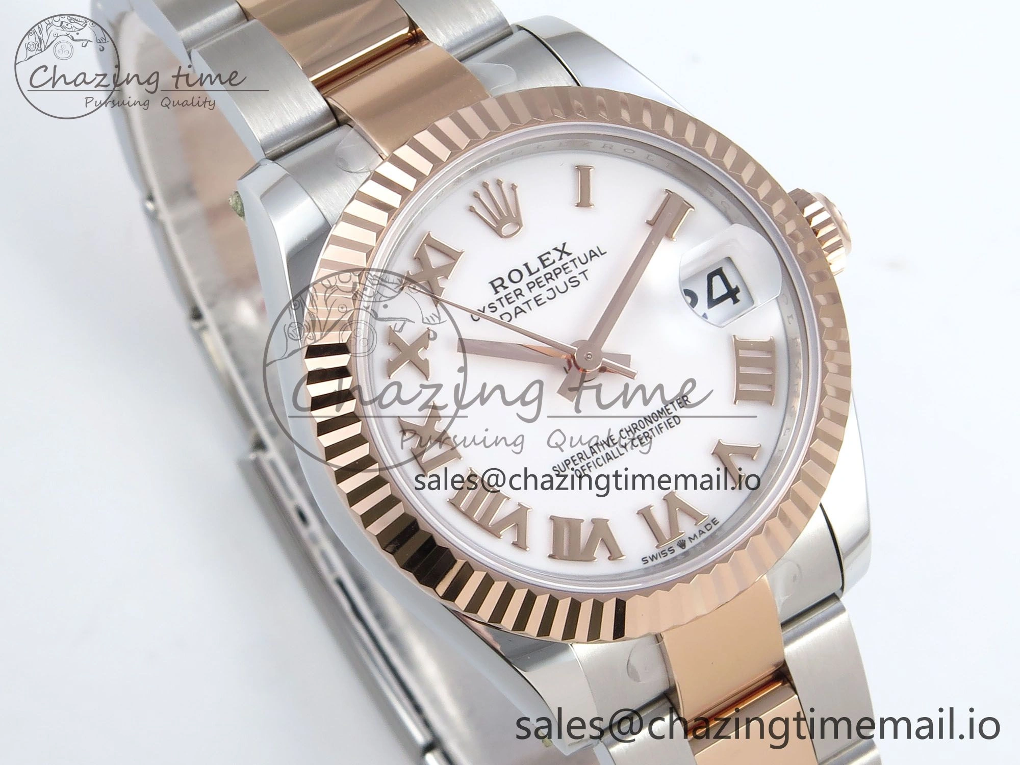 DateJust 31 278271 ARF 1:1 Best Edition 904L Steel White Roman Dial on SS RG Oyster Bracelet ETA Breathable 521
