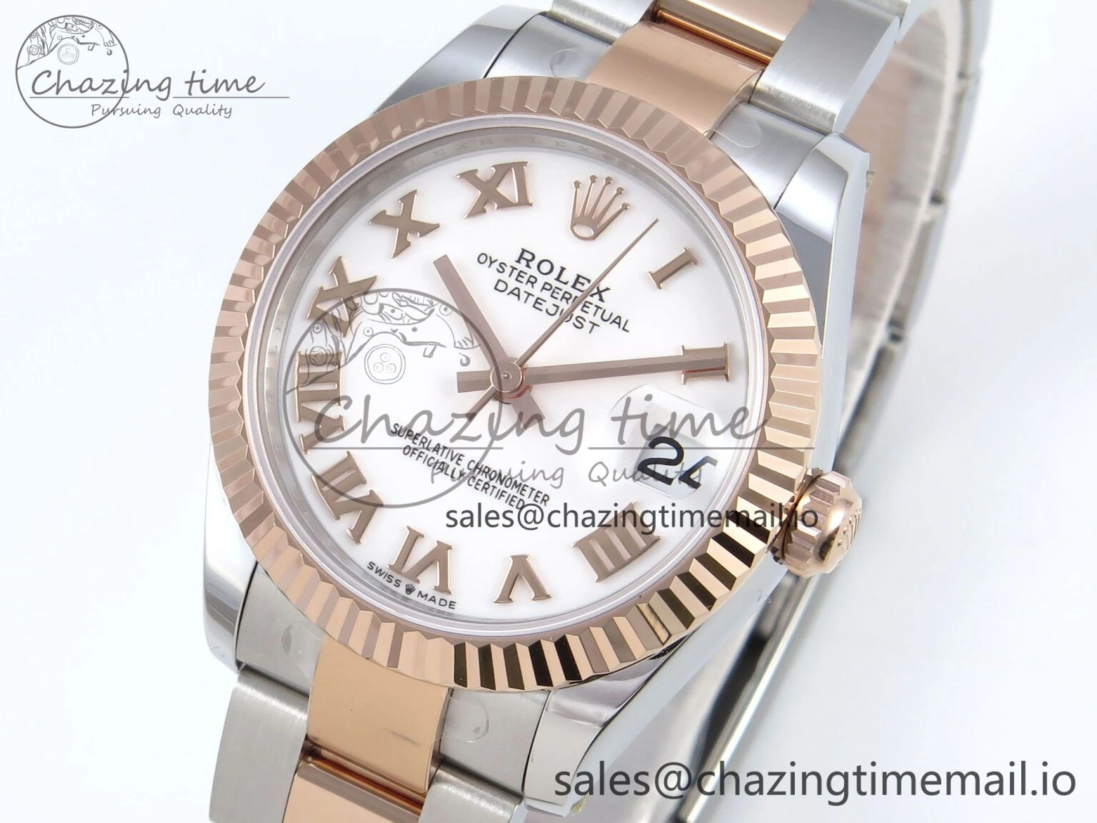 DateJust 31 278271 ARF 1:1 Best Edition 904L Steel White Roman Dial on SS RG Oyster Bracelet ETA Breathable 521