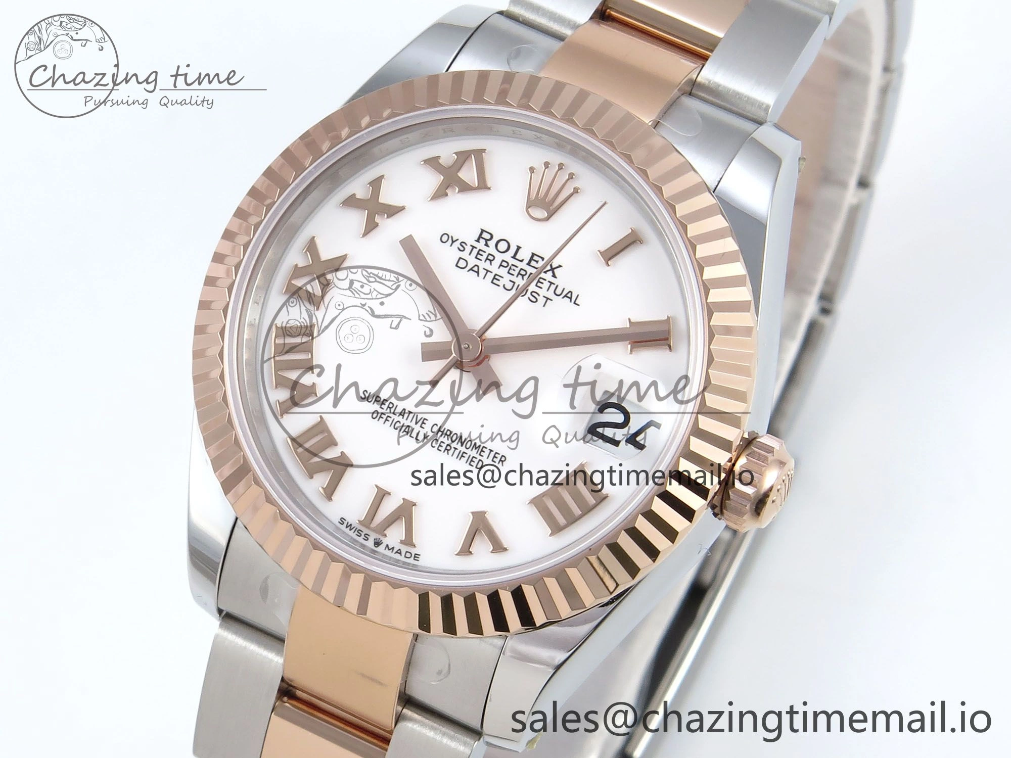 DateJust 31 278271 ARF 1:1 Best Edition 904L Steel White Roman Dial on SS RG Oyster Bracelet ETA Breathable 521