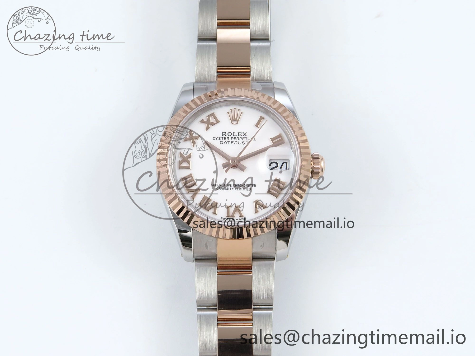 DateJust 31 278271 ARF 1:1 Best Edition 904L Steel White Roman Dial on SS RG Oyster Bracelet ETA Breathable 521