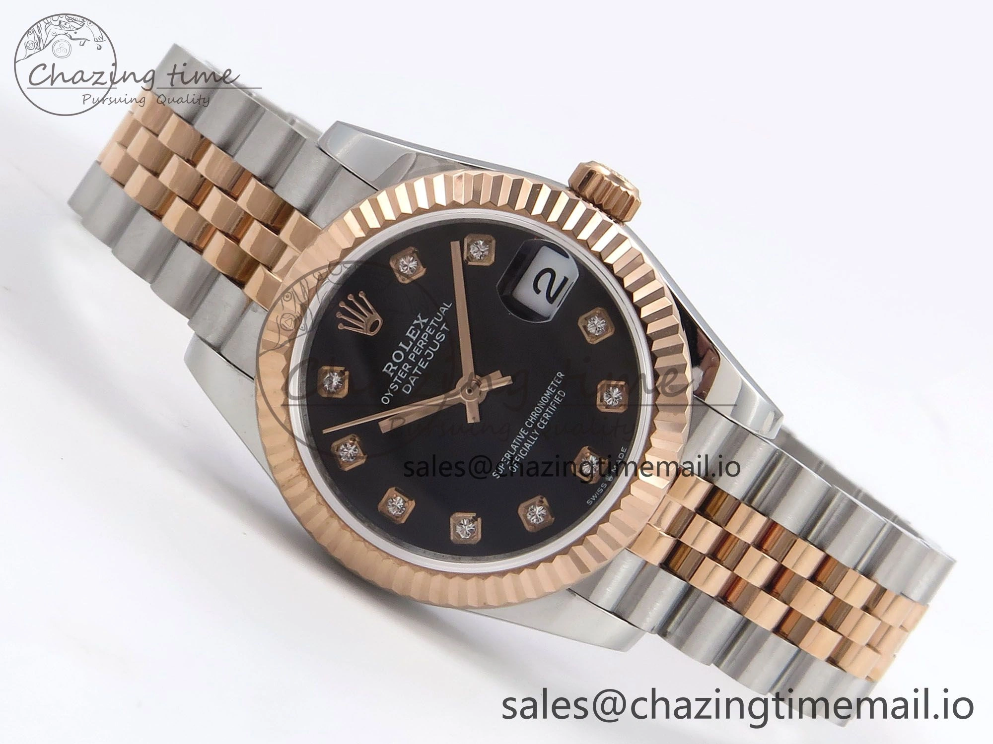 Sleek DateJust 31 278271 SS RG GMF 1:1 Best Edition 904L Steel Black Diamonds Dial on Jubilee Bracelet A 1171