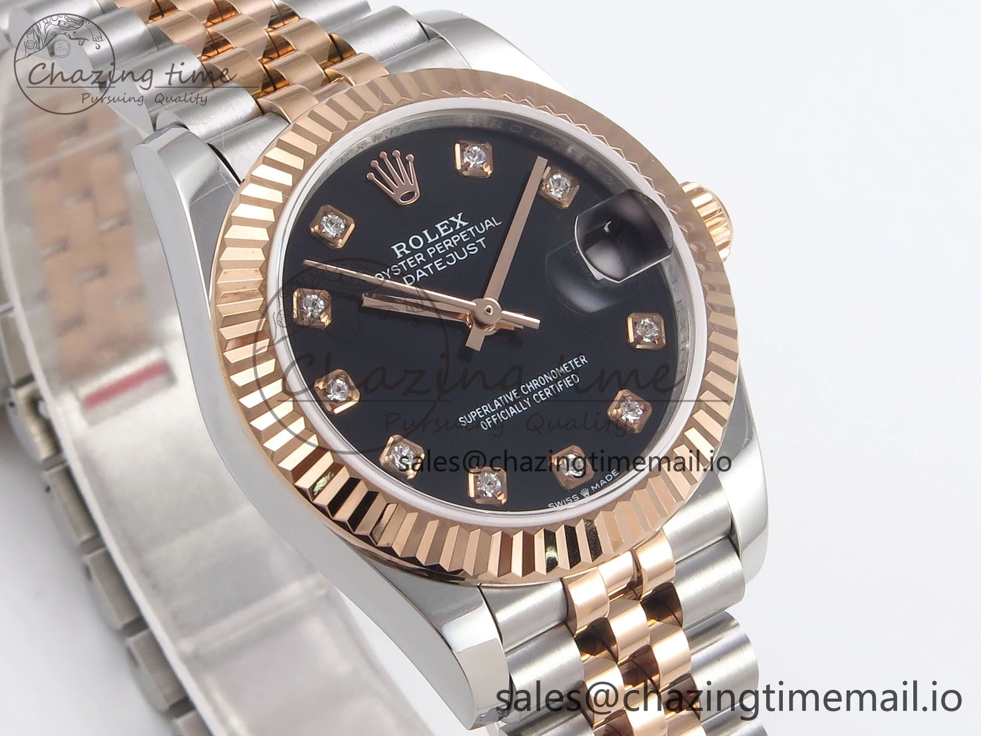 Sleek DateJust 31 278271 SS RG GMF 1:1 Best Edition 904L Steel Black Diamonds Dial on Jubilee Bracelet A 1171