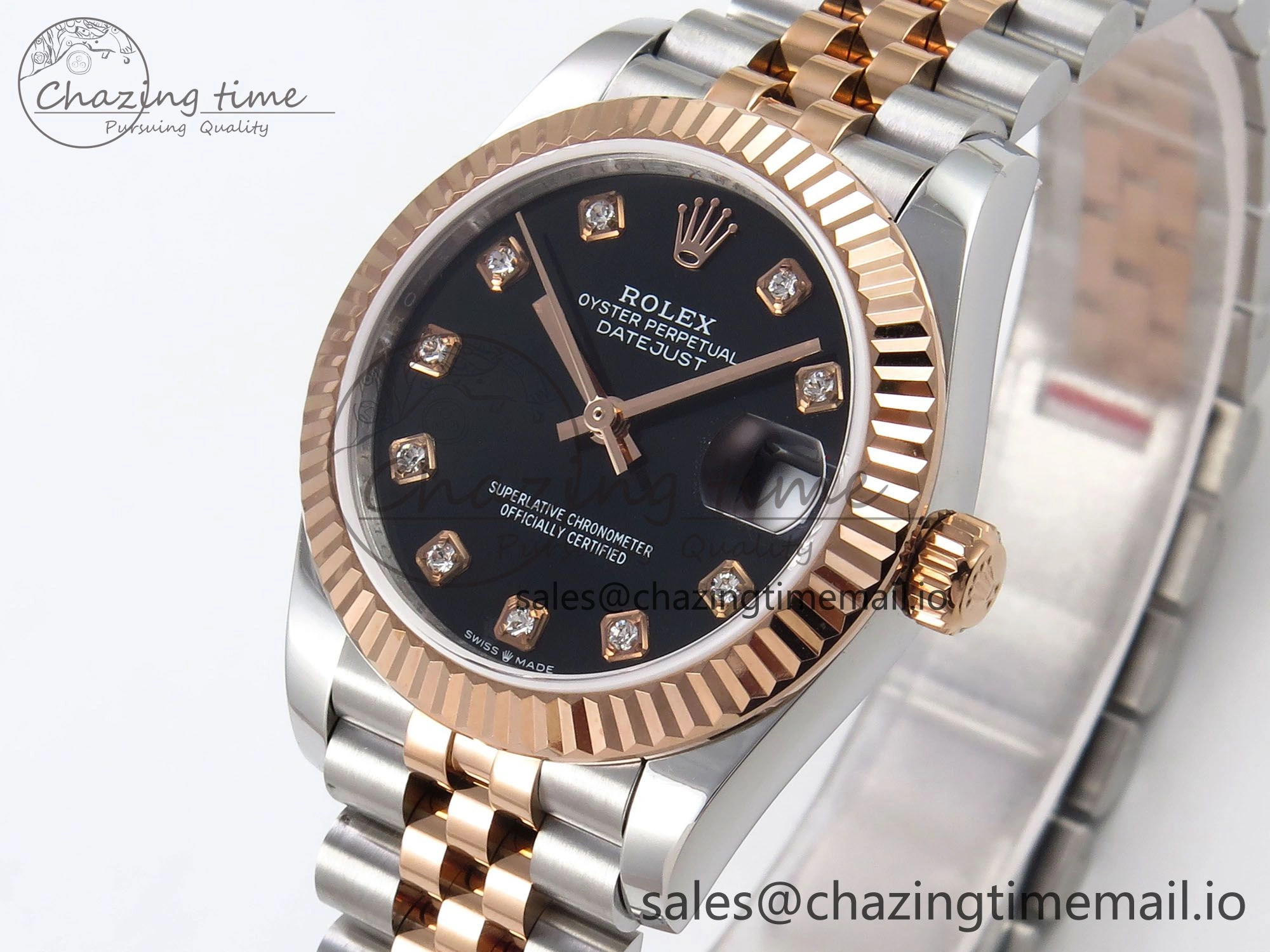 Sleek DateJust 31 278271 SS RG GMF 1:1 Best Edition 904L Steel Black Diamonds Dial on Jubilee Bracelet A 1171