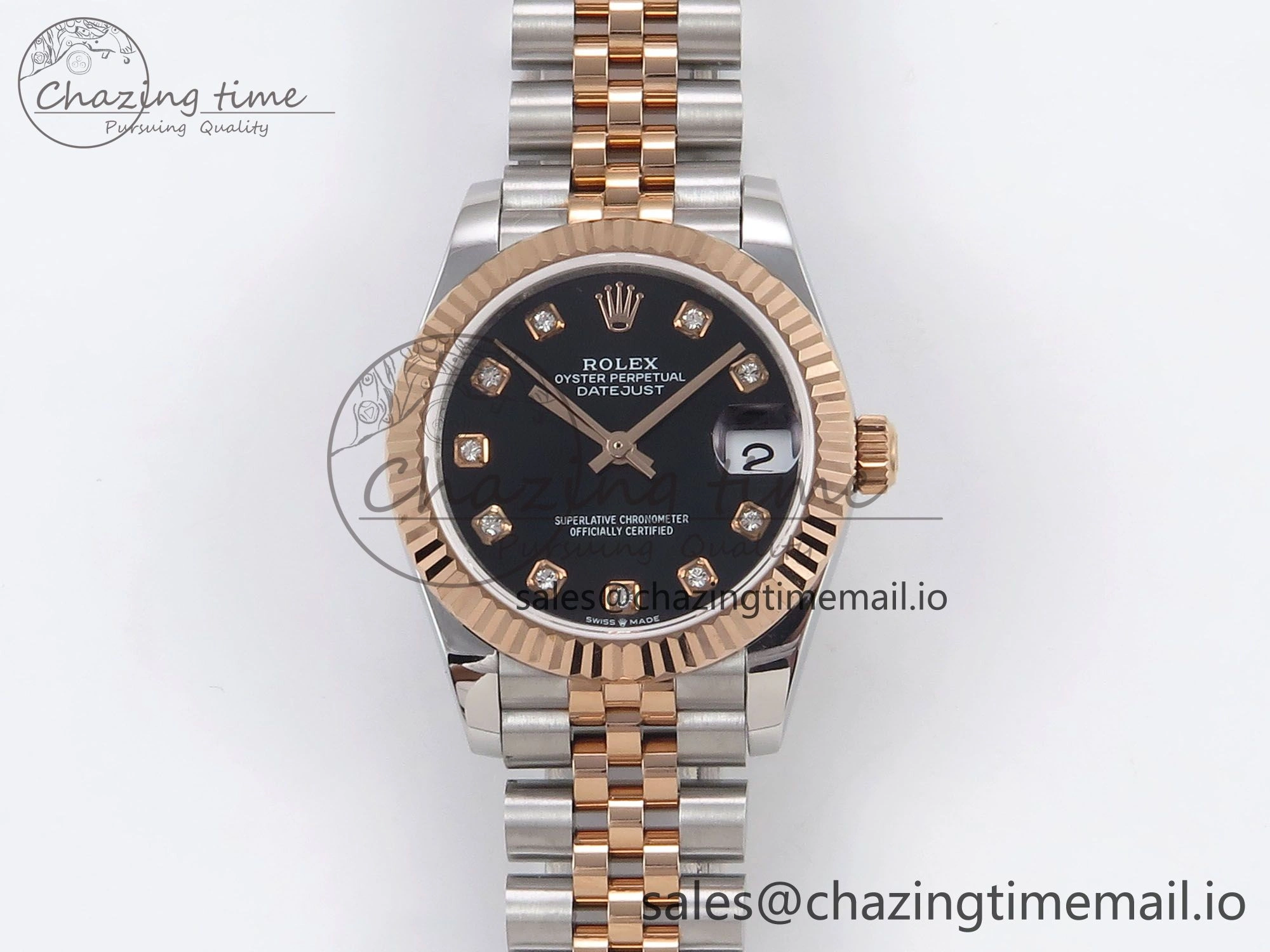 Sleek DateJust 31 278271 SS RG GMF 1:1 Best Edition 904L Steel Black Diamonds Dial on Jubilee Bracelet A 1171