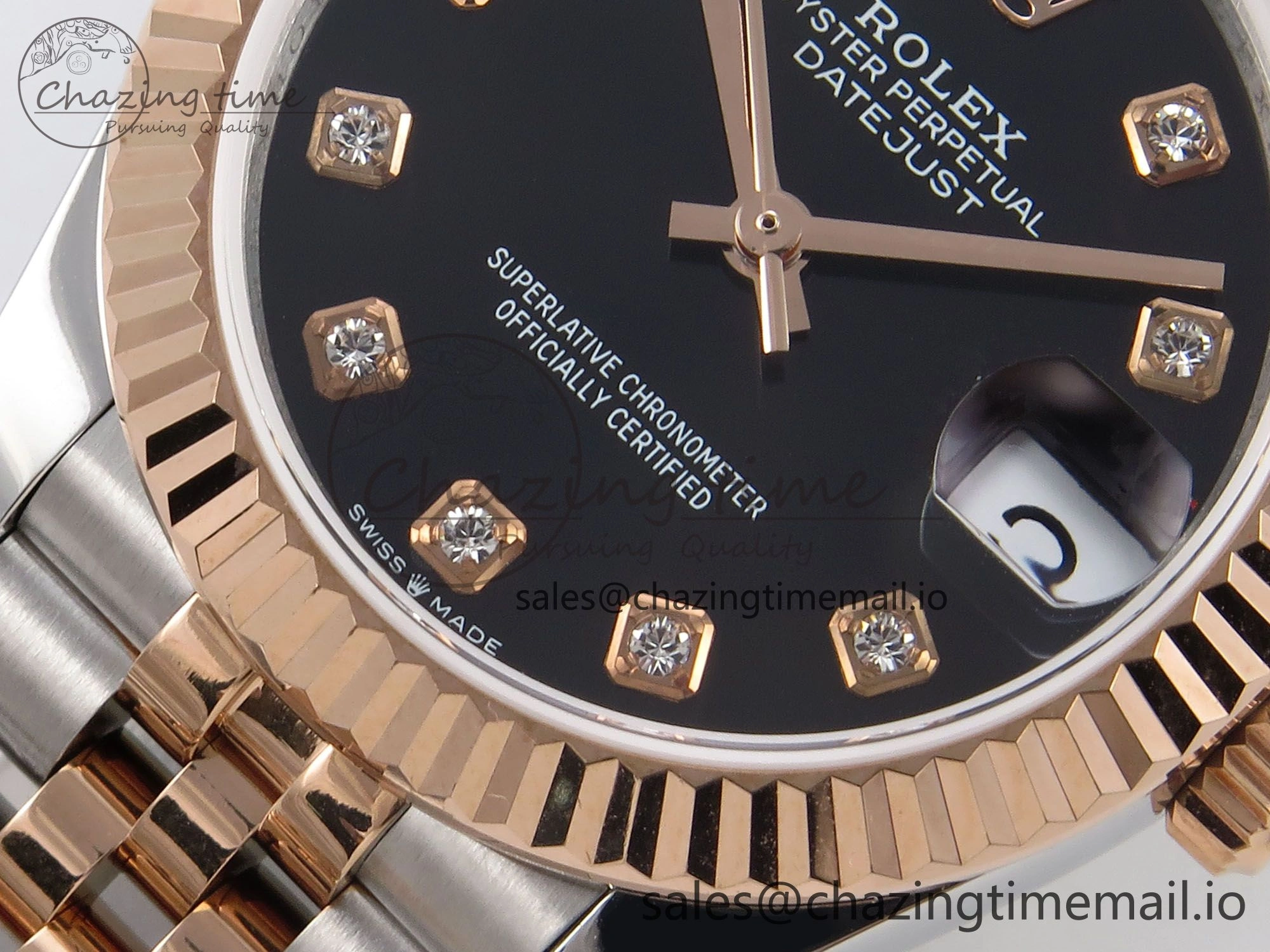 Sleek DateJust 31 278271 SS RG GMF 1:1 Best Edition 904L Steel Black Diamonds Dial on Jubilee Bracelet A 1171