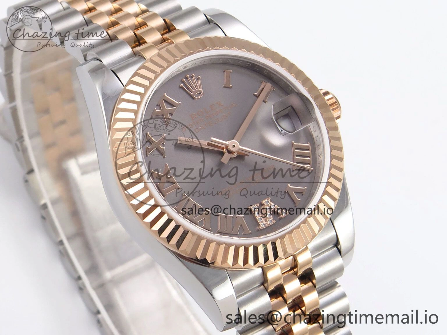DateJust 31 278271 SS RG GMF 1:1 Best Edition 904L Steel Gray Roman Diamonds Dial on Jubilee Bracelet A HighQuality 1165