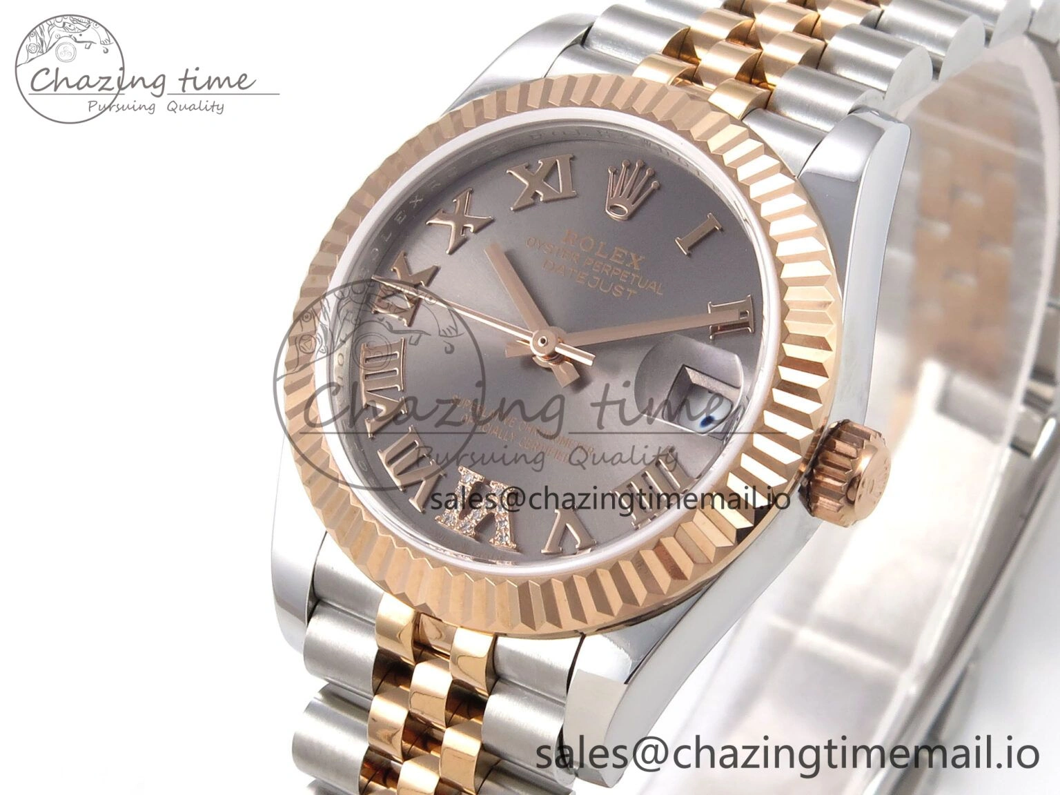 DateJust 31 278271 SS RG GMF 1:1 Best Edition 904L Steel Gray Roman Diamonds Dial on Jubilee Bracelet A HighQuality 1165