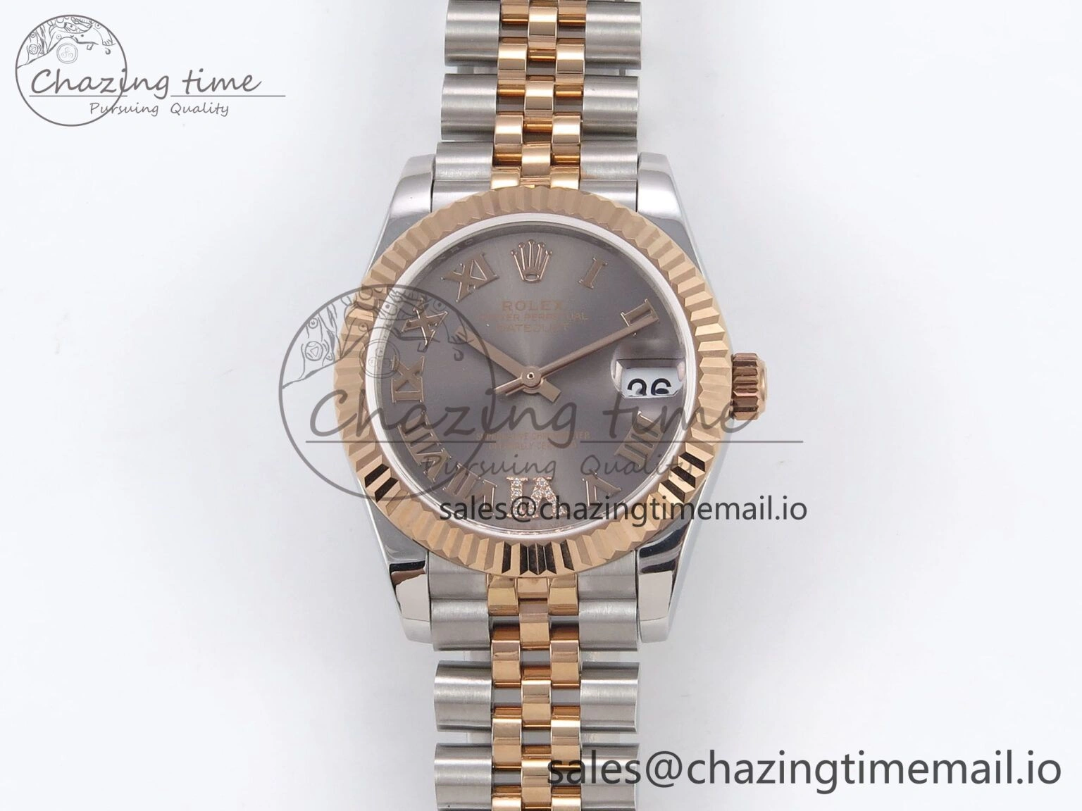 DateJust 31 278271 SS RG GMF 1:1 Best Edition 904L Steel Gray Roman Diamonds Dial on Jubilee Bracelet A HighQuality 1165