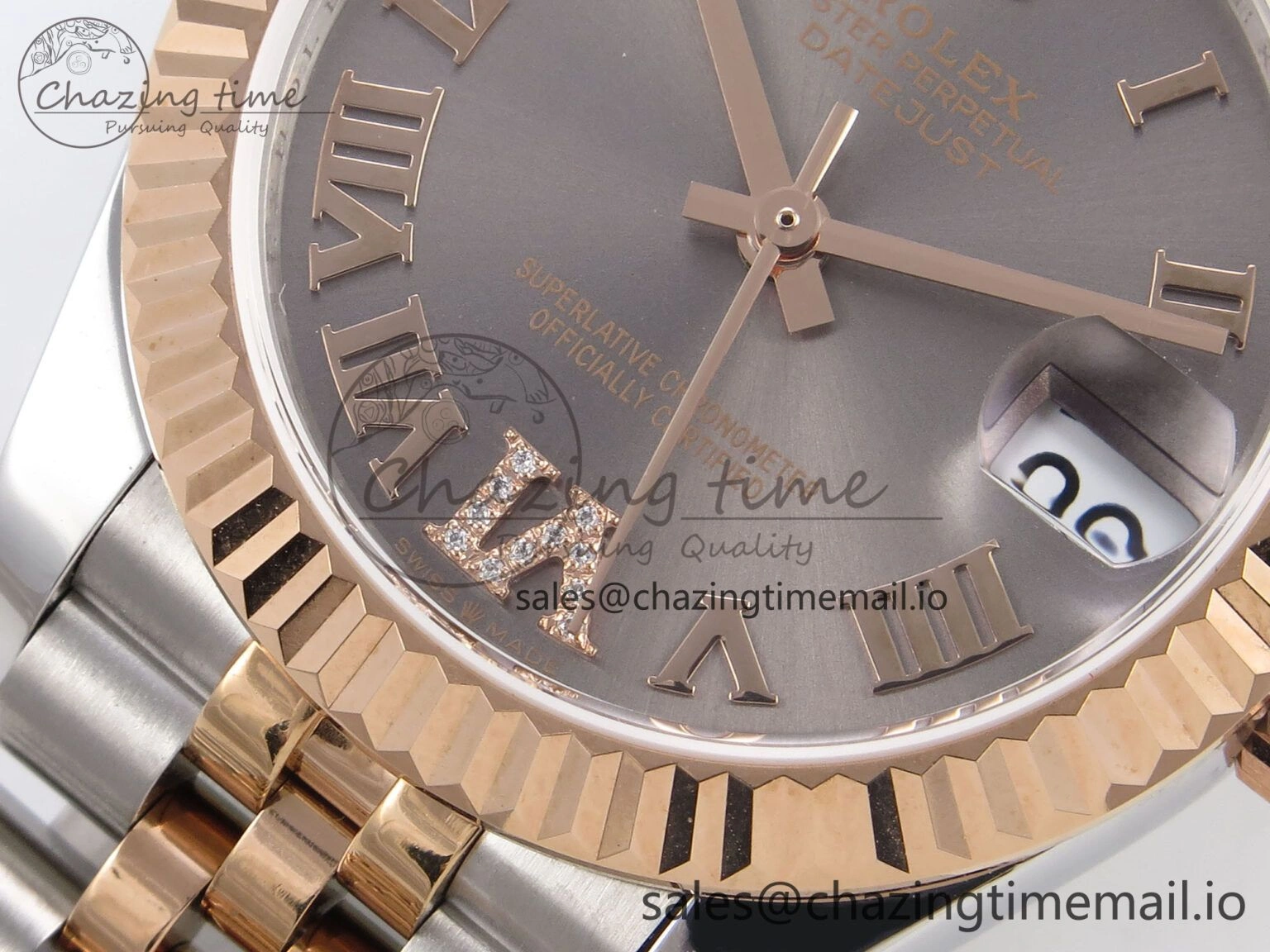 DateJust 31 278271 SS RG GMF 1:1 Best Edition 904L Steel Gray Roman Diamonds Dial on Jubilee Bracelet A HighQuality 1165