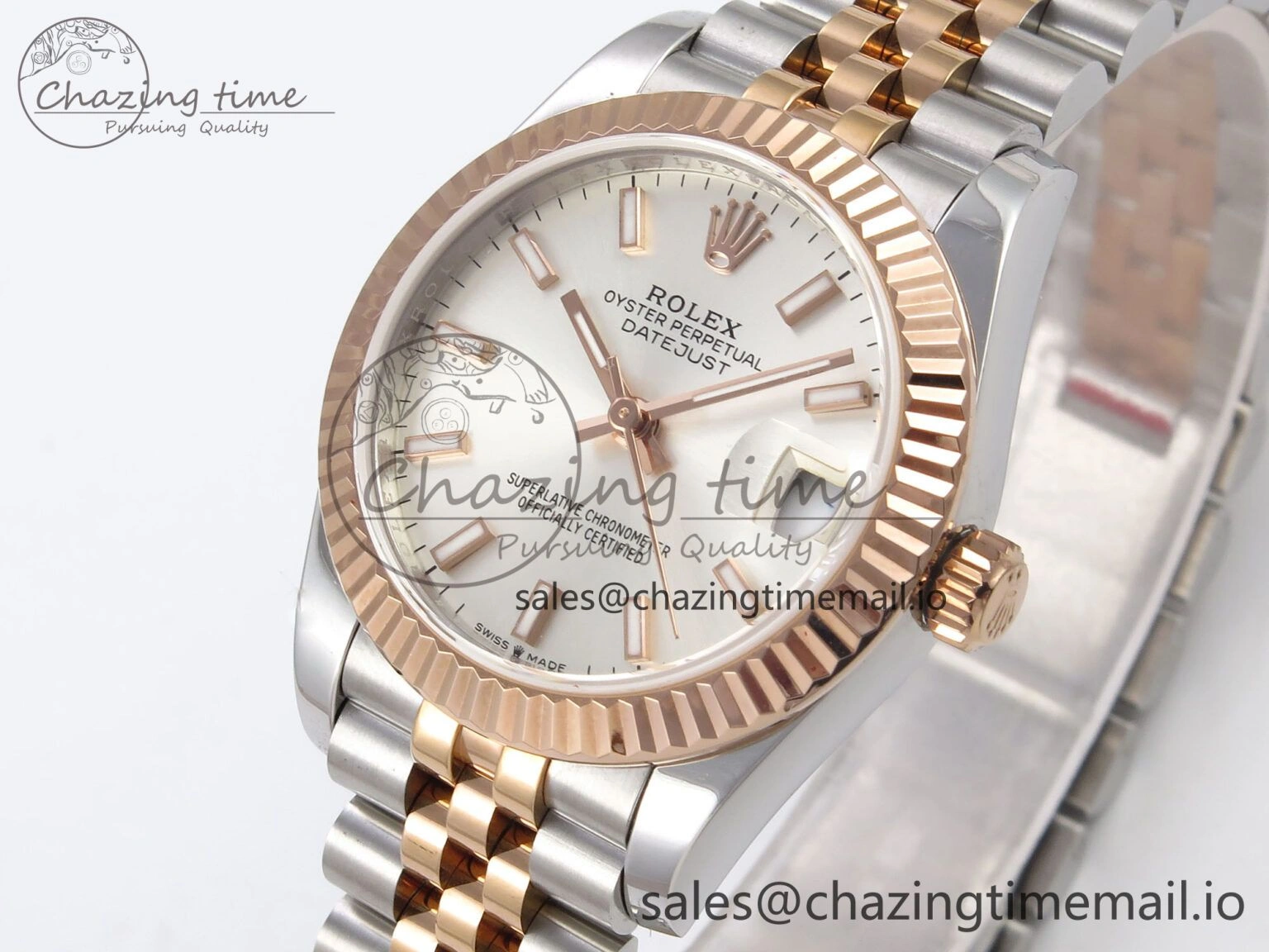 WrinkleFree DateJust 31 278271 SS RG GMF 1:1 Best Edition 904L Steel Silver Stick Dial on Jubilee Bracelet A 1167