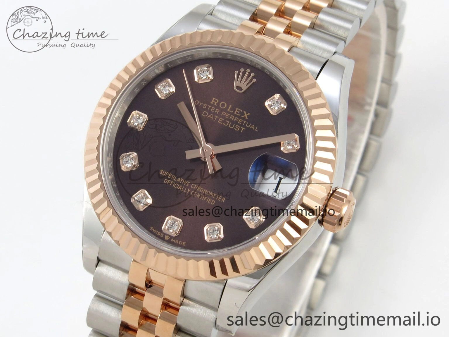 DateJust 31 278271 THBF 1:1 Best Edition 904L Steel Brown Diamonds Dial on SS RG Jubilee Bracelet HZ Cal. Functional 25