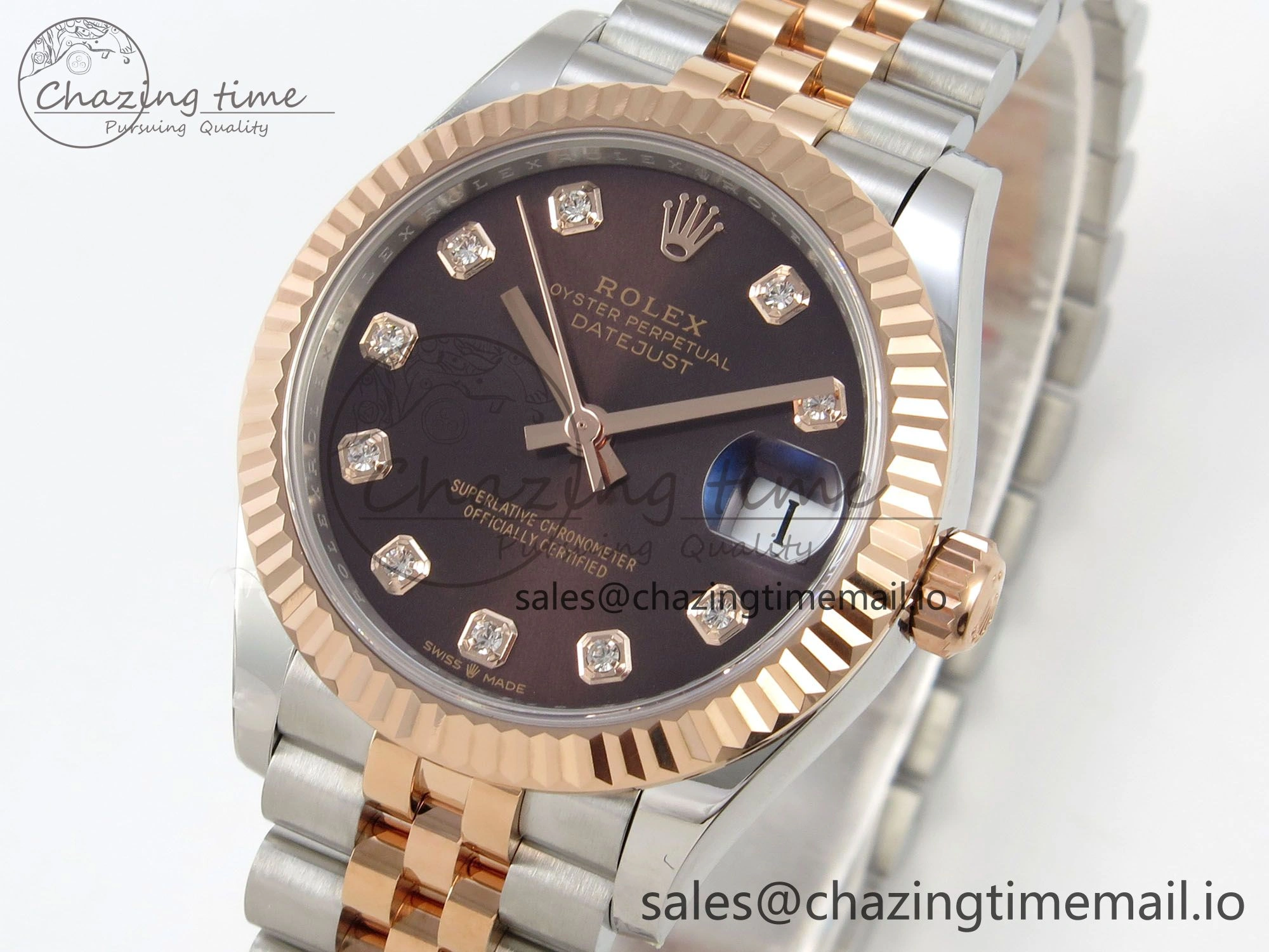 DateJust 31 278271 THBF 1:1 Best Edition 904L Steel Brown Diamonds Dial on SS RG Jubilee Bracelet HZ Cal. Functional 25