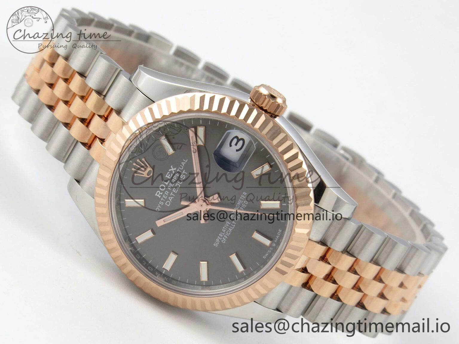 Bold DateJust 31 278271 THBF 1:1 Best Edition 904L Steel Gray Diamonds Dial Stick Marker on SS RG Jubilee Bracelet HZ Cal. 29