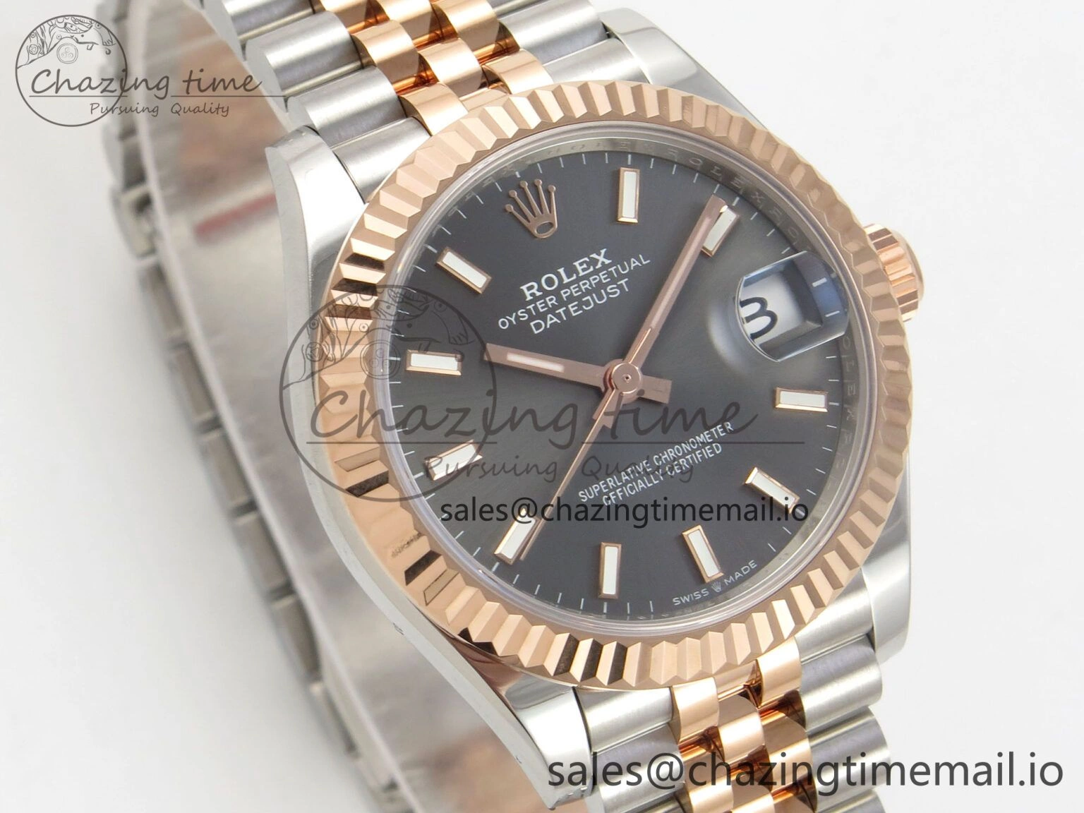 Bold DateJust 31 278271 THBF 1:1 Best Edition 904L Steel Gray Diamonds Dial Stick Marker on SS RG Jubilee Bracelet HZ Cal. 29