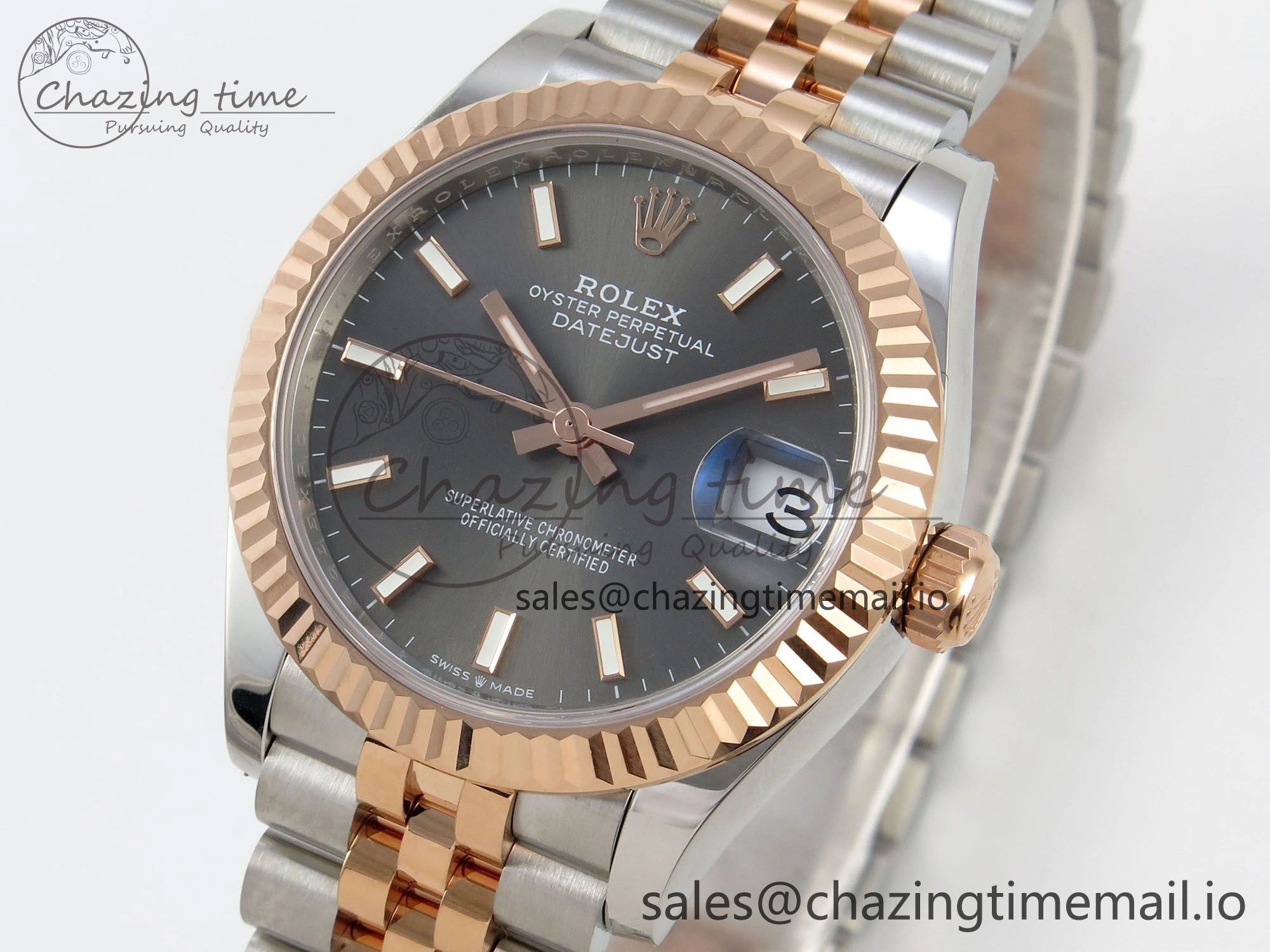 Bold DateJust 31 278271 THBF 1:1 Best Edition 904L Steel Gray Diamonds Dial Stick Marker on SS RG Jubilee Bracelet HZ Cal. 29