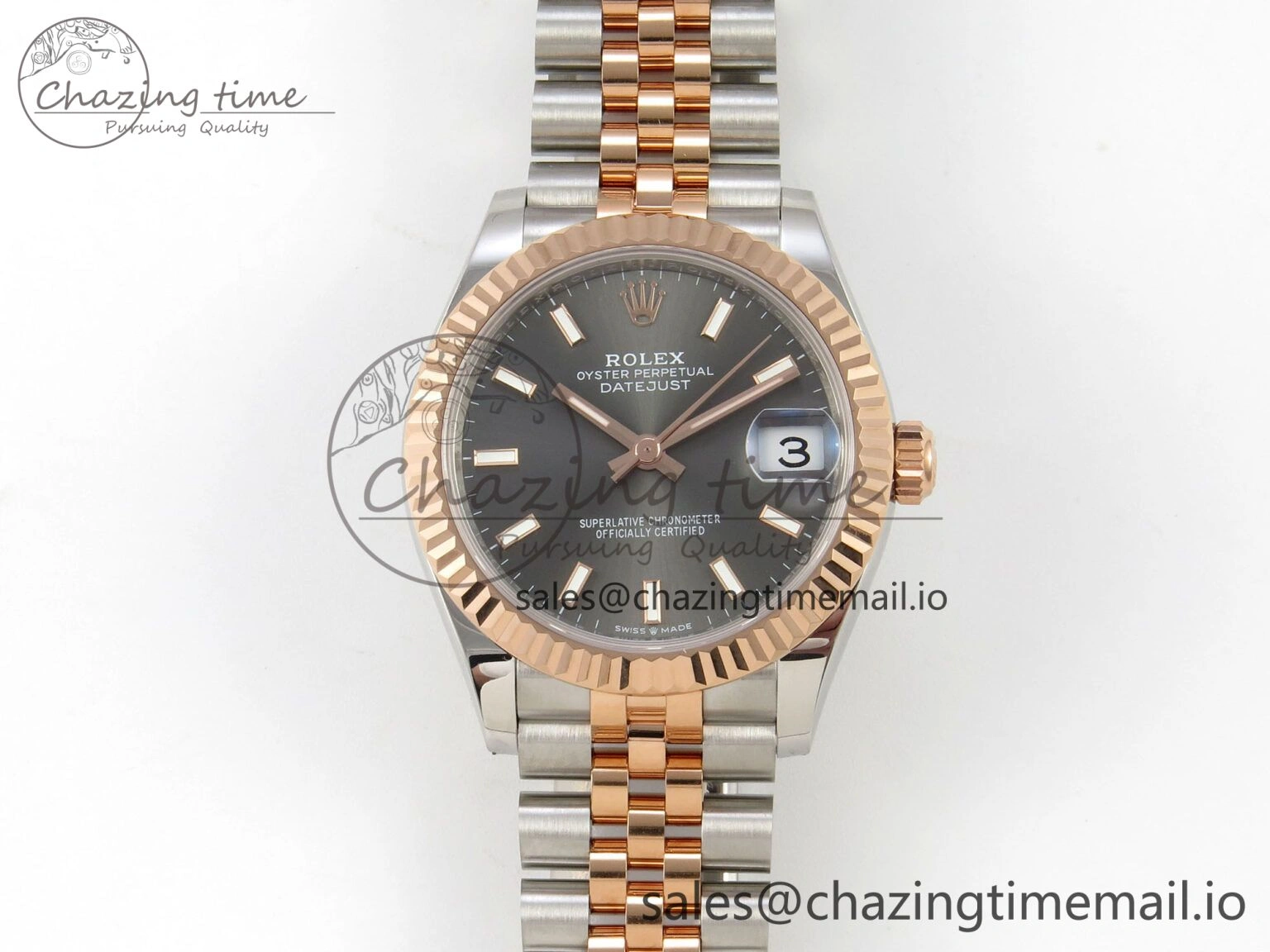 Bold DateJust 31 278271 THBF 1:1 Best Edition 904L Steel Gray Diamonds Dial Stick Marker on SS RG Jubilee Bracelet HZ Cal. 29