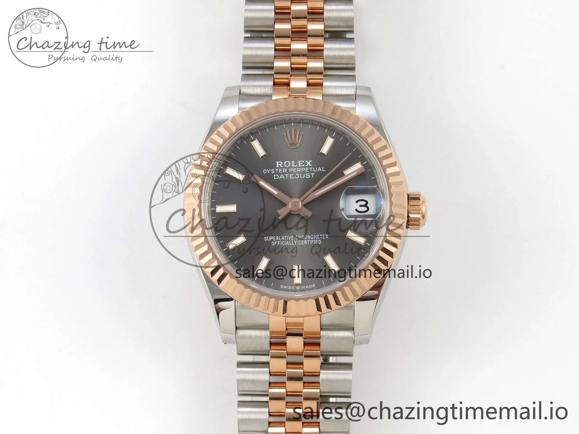 Bold DateJust 31 278271 THBF 1:1 Best Edition 904L Steel Gray Diamonds Dial Stick Marker on SS RG Jubilee Bracelet HZ Cal. 29