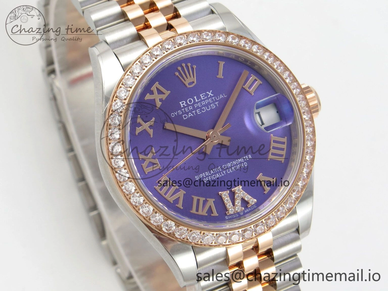 DateJust 31 278271 THBF 1:1 Best Edition 904L Steel Purple Roman Dial Diamonds Bezel on SS RG Jubilee Bracelet HZ Cal. Neat 14