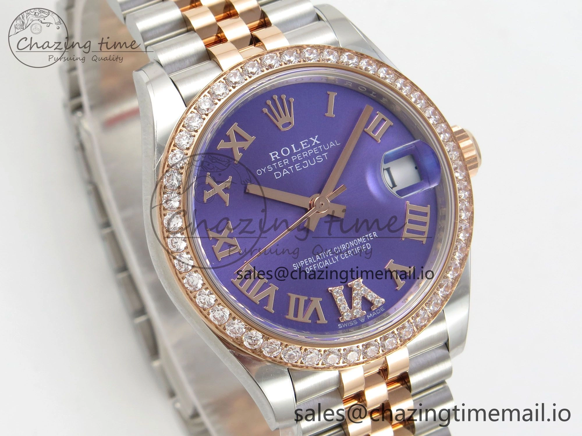 DateJust 31 278271 THBF 1:1 Best Edition 904L Steel Purple Roman Dial Diamonds Bezel on SS RG Jubilee Bracelet HZ Cal. Neat 14