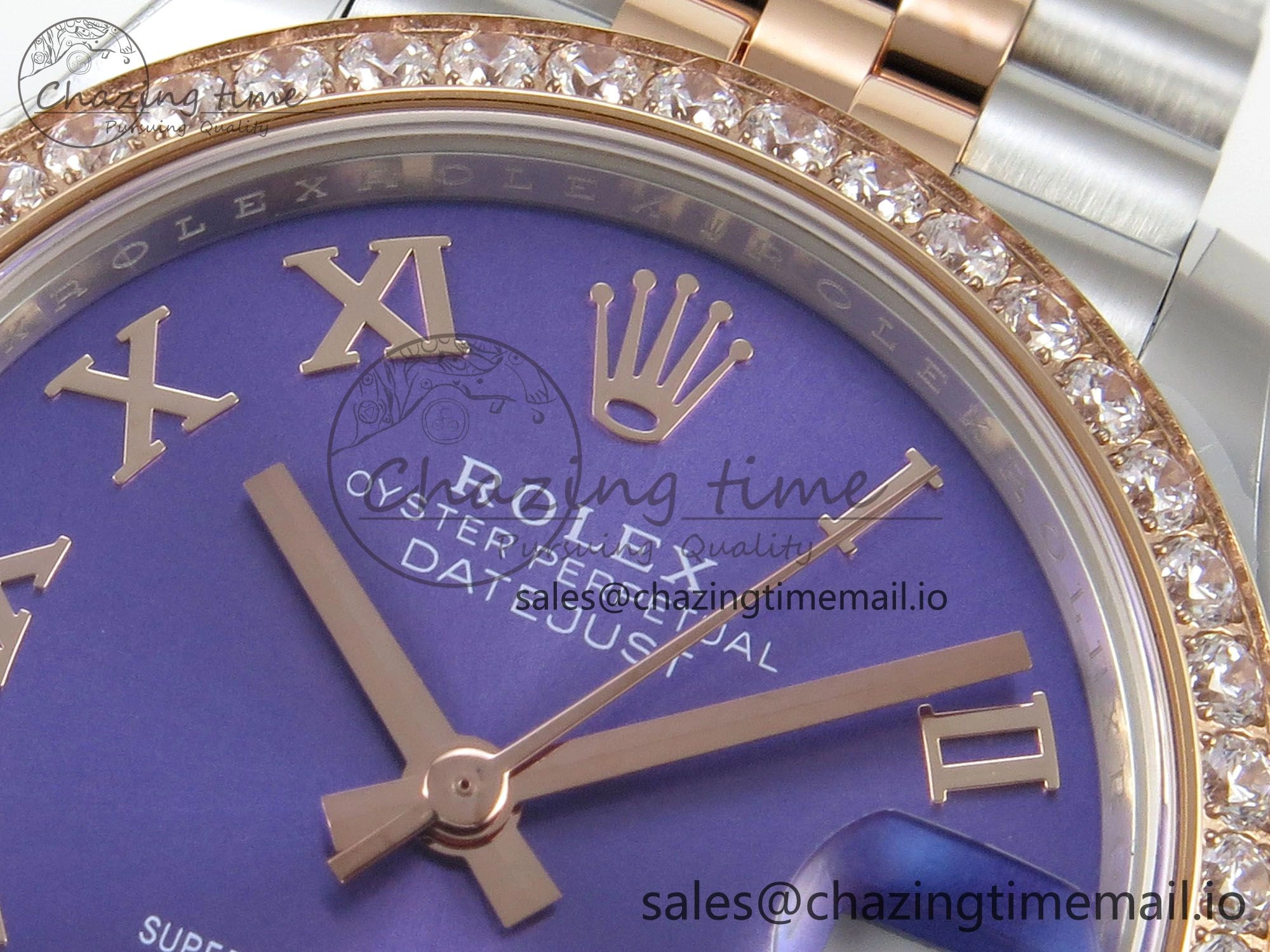 DateJust 31 278271 THBF 1:1 Best Edition 904L Steel Purple Roman Dial Diamonds Bezel on SS RG Jubilee Bracelet HZ Cal. Neat 14