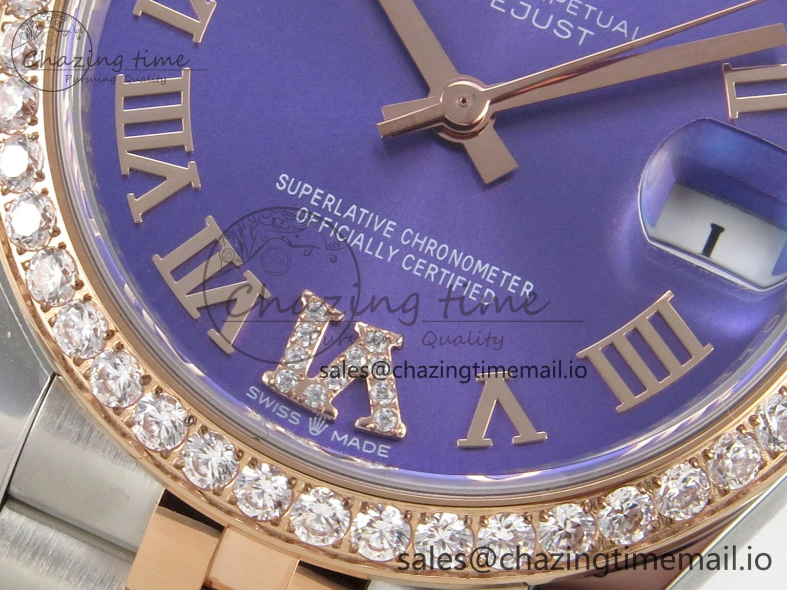 DateJust 31 278271 THBF 1:1 Best Edition 904L Steel Purple Roman Dial Diamonds Bezel on SS RG Jubilee Bracelet HZ Cal. Neat 14