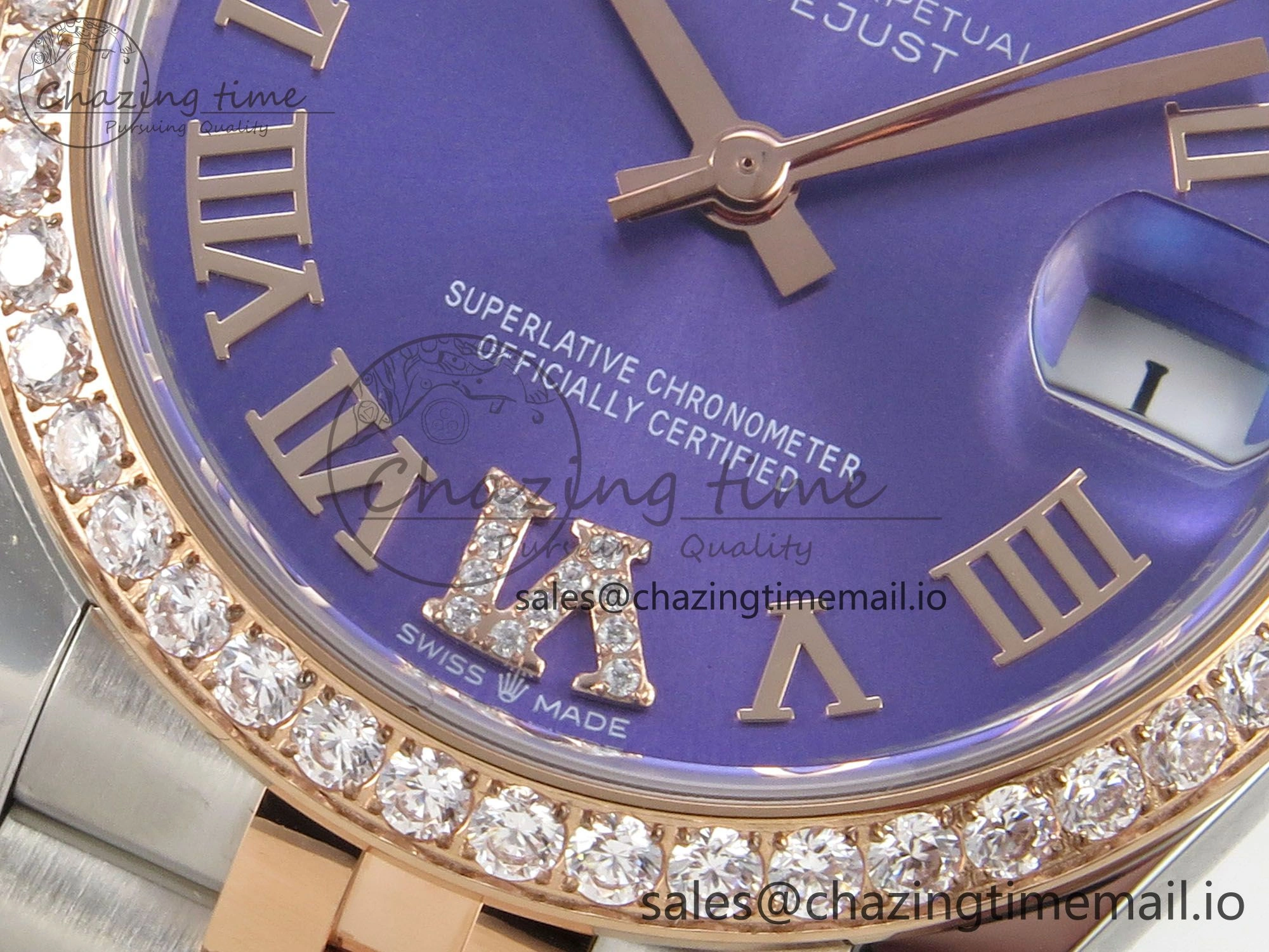 DateJust 31 278271 THBF 1:1 Best Edition 904L Steel Purple Roman Dial Diamonds Bezel on SS RG Jubilee Bracelet HZ Cal. Neat 14