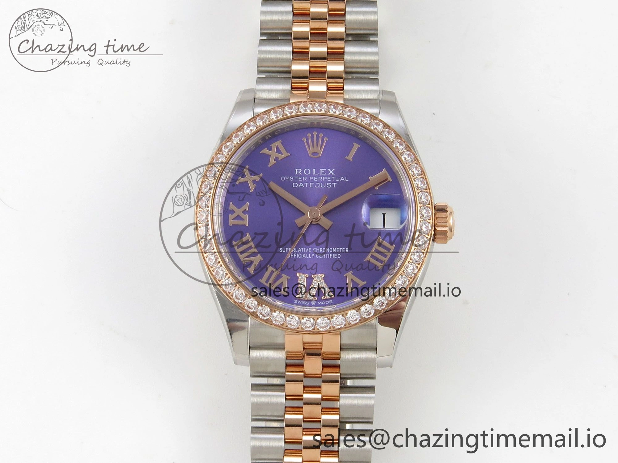 DateJust 31 278271 THBF 1:1 Best Edition 904L Steel Purple Roman Dial Diamonds Bezel on SS RG Jubilee Bracelet HZ Cal. Neat 14