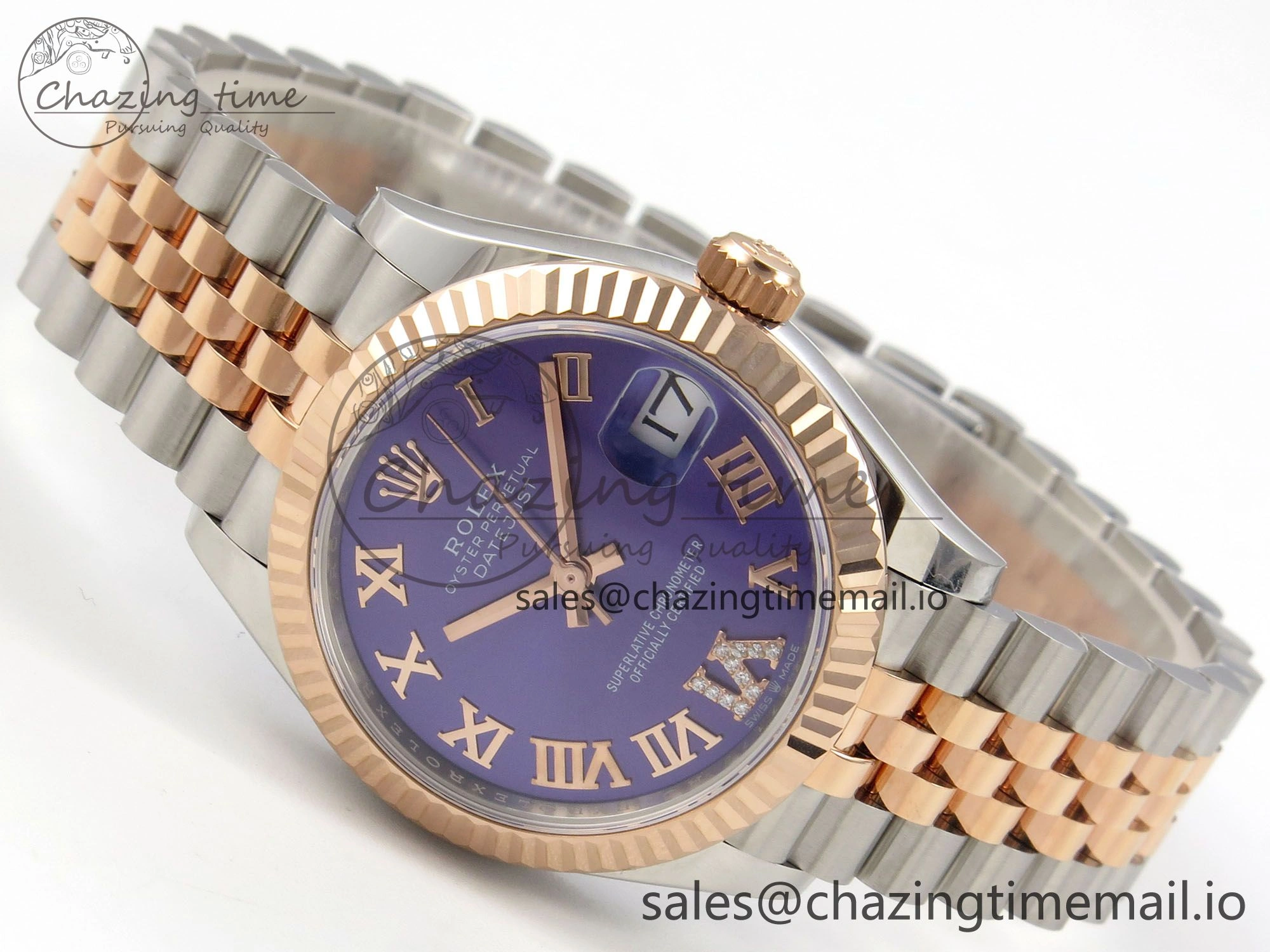 SoftTouch DateJust 31 278271 THBF 1:1 Best Edition 904L Steel Purple Roman Diamonds Dial on SS RG Jubilee Bracelet HZ Cal. 41