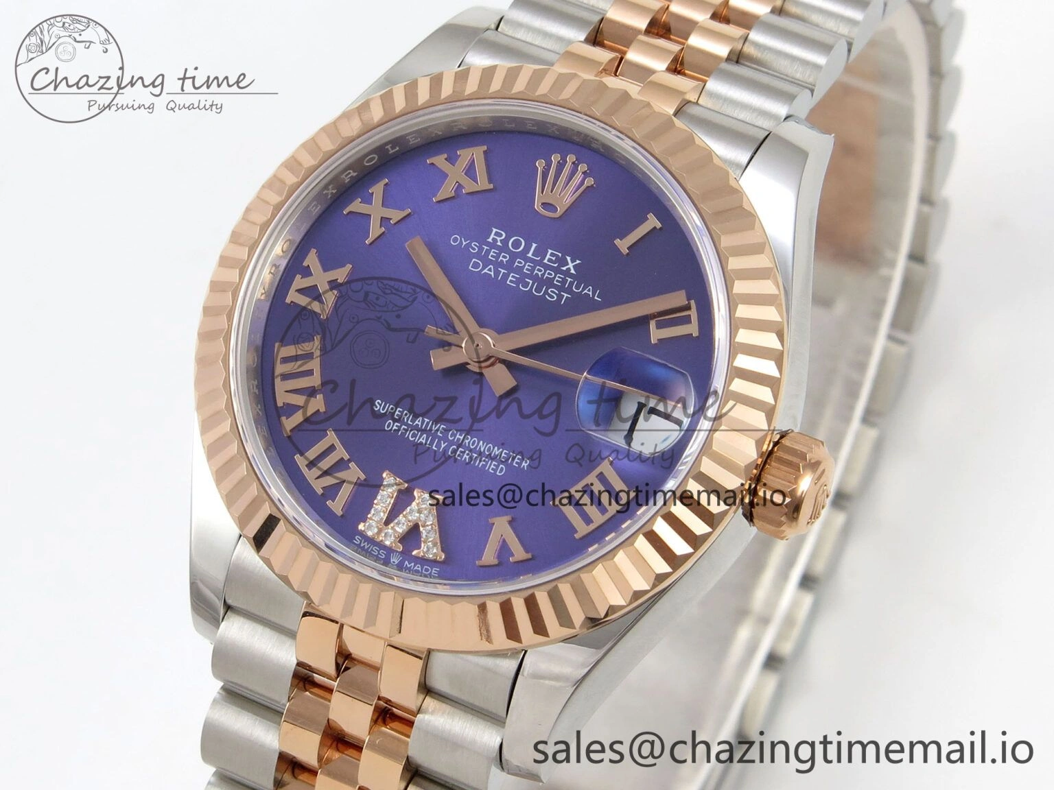 SoftTouch DateJust 31 278271 THBF 1:1 Best Edition 904L Steel Purple Roman Diamonds Dial on SS RG Jubilee Bracelet HZ Cal. 41