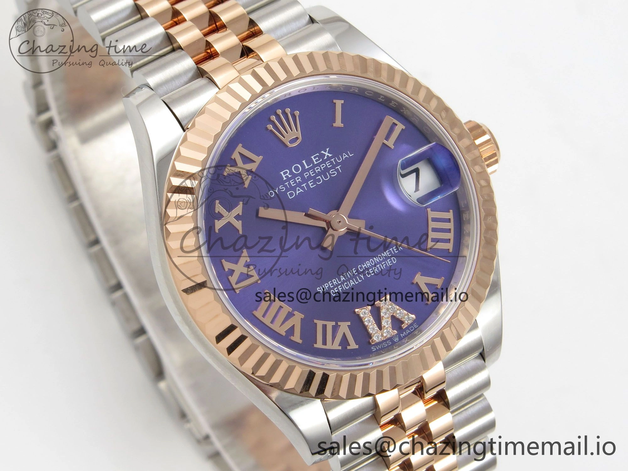 SoftTouch DateJust 31 278271 THBF 1:1 Best Edition 904L Steel Purple Roman Diamonds Dial on SS RG Jubilee Bracelet HZ Cal. 41