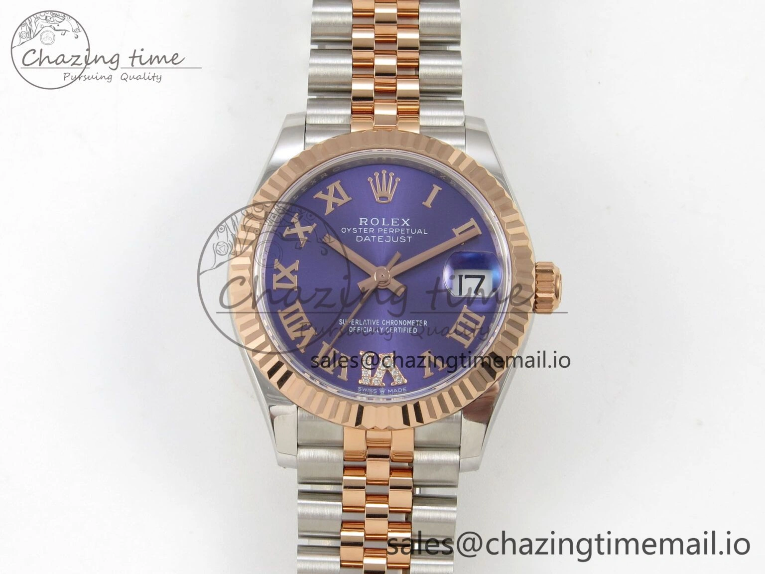 SoftTouch DateJust 31 278271 THBF 1:1 Best Edition 904L Steel Purple Roman Diamonds Dial on SS RG Jubilee Bracelet HZ Cal. 41